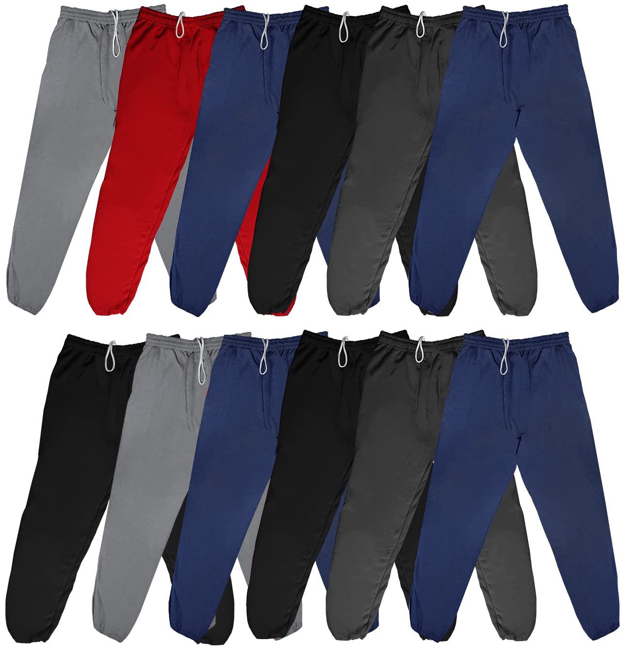 24 Pack Mixed Color Adult Jogger Pants - Bulk Wholesale Sweatpants for Donations, Homeless Shelters & Community Outreach - Comfortable Casual Wear for Running, Lounging & Everyday Use