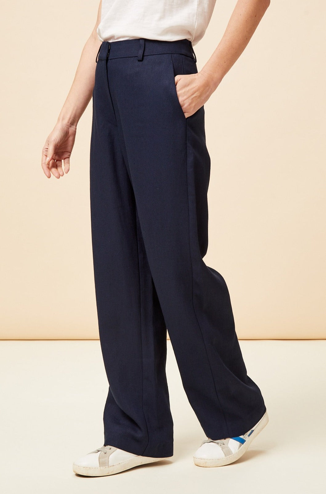 Premium Linen Blend Trousers for Men & Women - Comfortable Navy Blue Pants for Casual Wear, Office & Summer Outfits