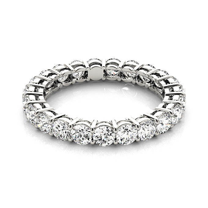2.30 Carat Round Diamond Eternity Ring for Women - 14K White Gold Wedding Band, Anniversary Gift, Bridal Jewelry - Perfect for Engagement, Proposal & Special Occasions