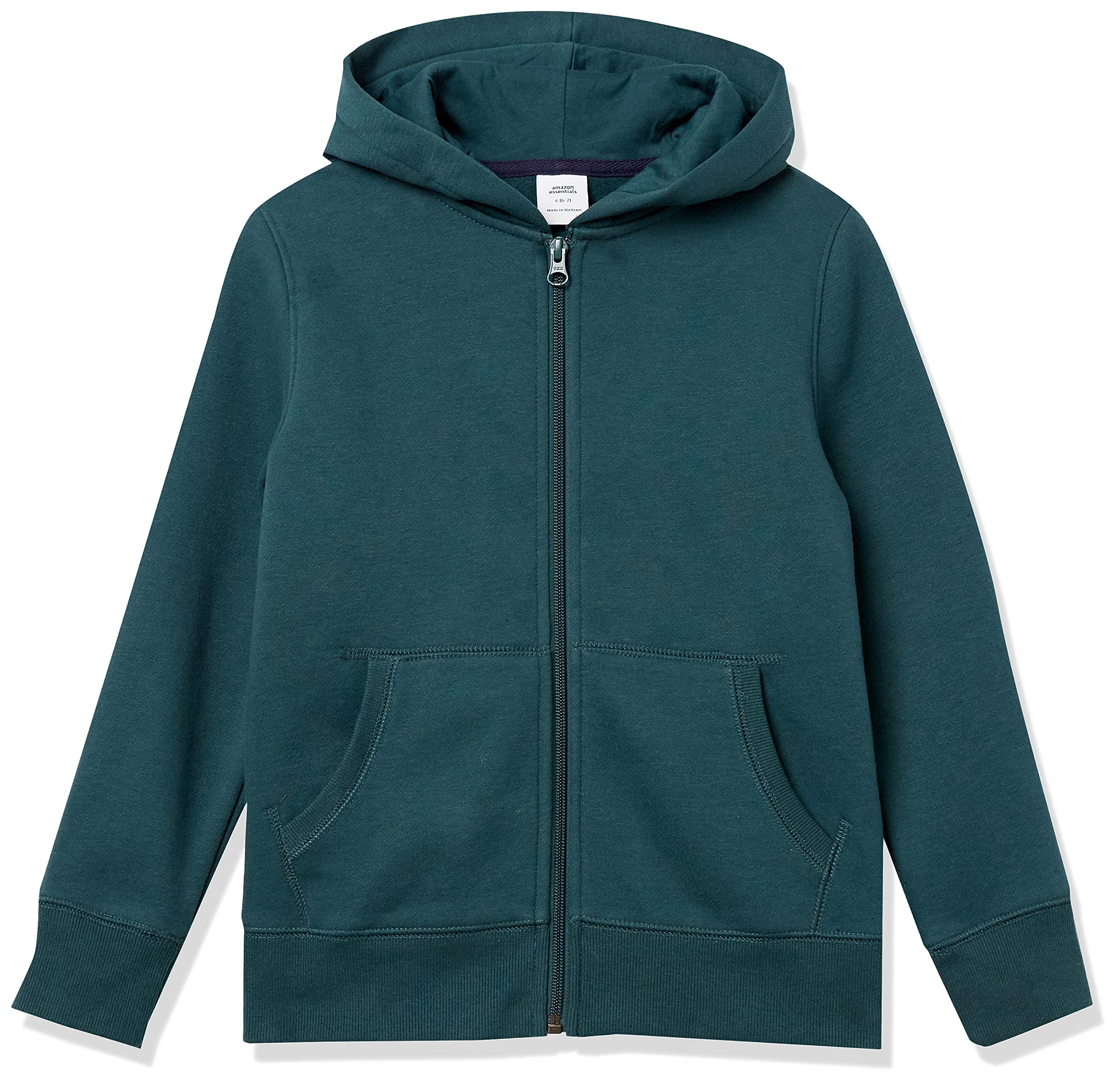 Amazon Essentials Boys' Zip-Up Hoodie Sweatshirt - Lightweight Fleece Pullover with Front Pocket for School, Sports & Outdoor Activities