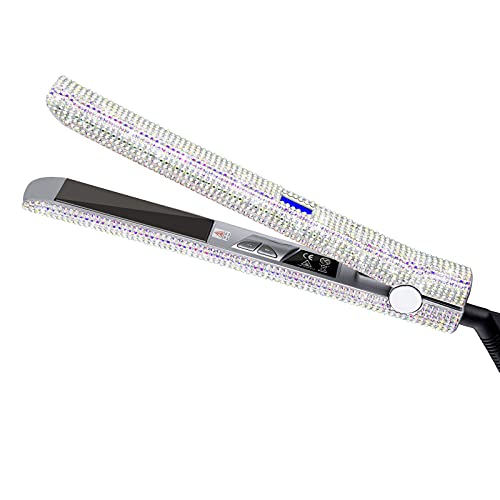 DORISILK Bling 2-in-1 Hair Straightener & Curler with Nano-Titanium Plates - Fast Heating in 30s, 5 Adjustable Temperature Settings up to 470°F for All Hair Types - Perfect for Salon-Quality Styling at Home, Travel & Special Occasions