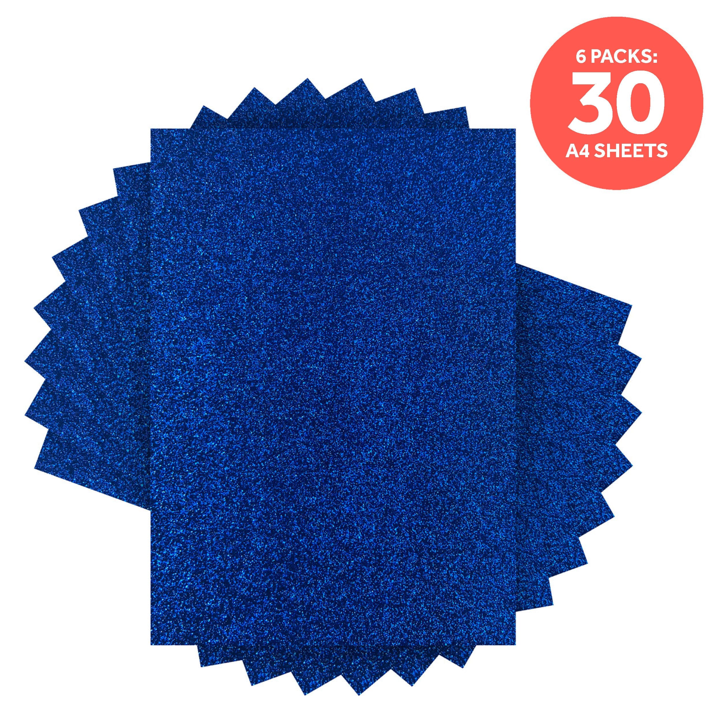 6-Pack Glitter Cardstock - Midnight Topaz A4 Size (9947E6) for Scrapbooking, Card Making & DIY Crafts