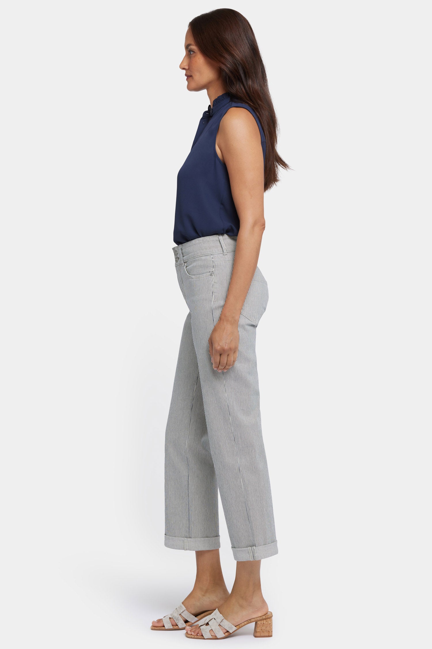 Bailey Relaxed Straight Crop Jeans for Women - High Waist Stretch Denim Pants with Luarca Stripe Design | Casual Wear, Weekend Outfits & Street Style Fashion