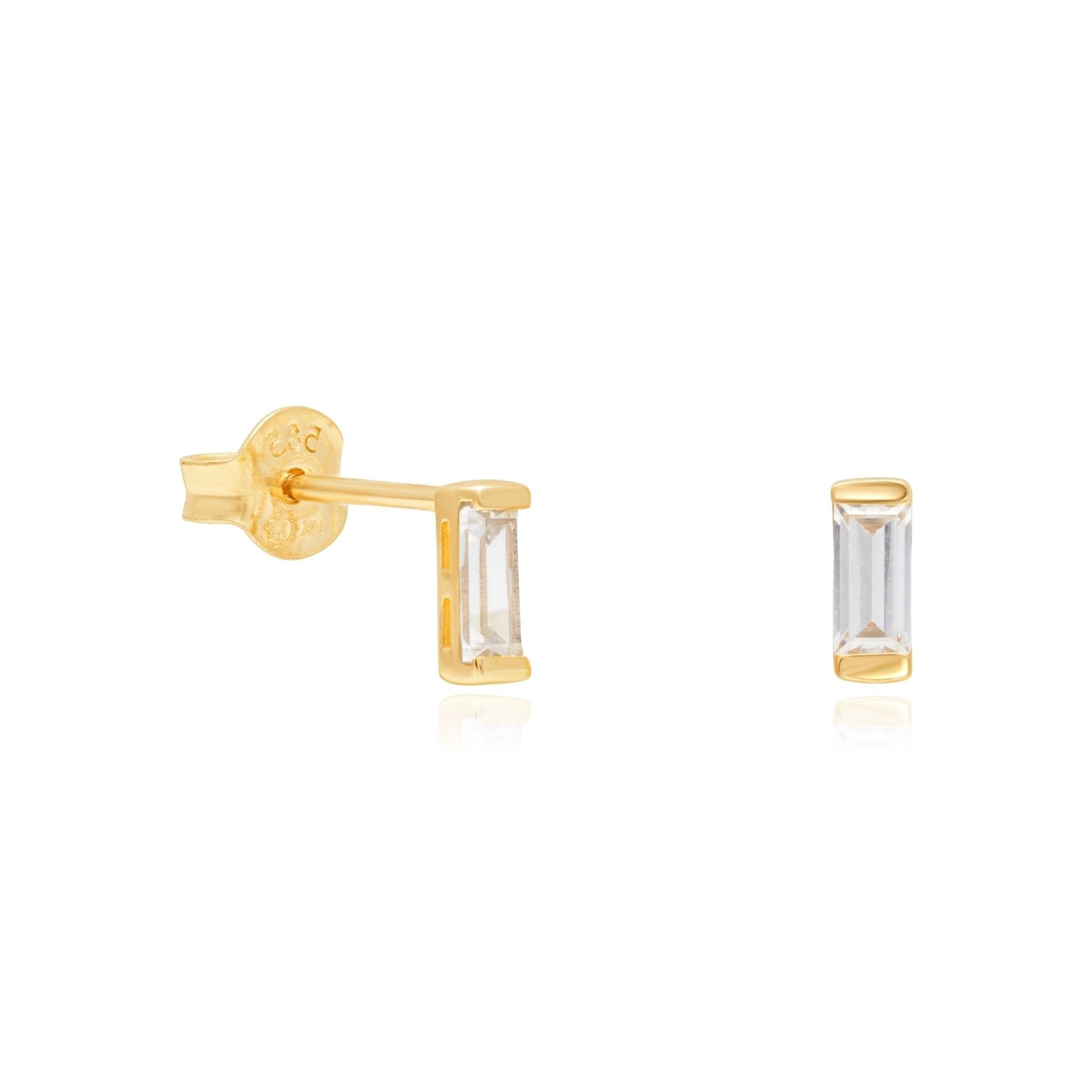 14k Yellow Gold Cubic Zirconia Baguette Screw Back Earrings - Elegant Dangle Earrings for Women, Perfect for Weddings, Parties & Special Occasions