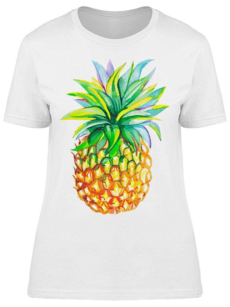 Stylish Women's Watercolor Pineapple Fruit Art T-Shirt - Soft Cotton Casual Tee for Summer Outfits, Beach Vacations & Tropical Themed Parties