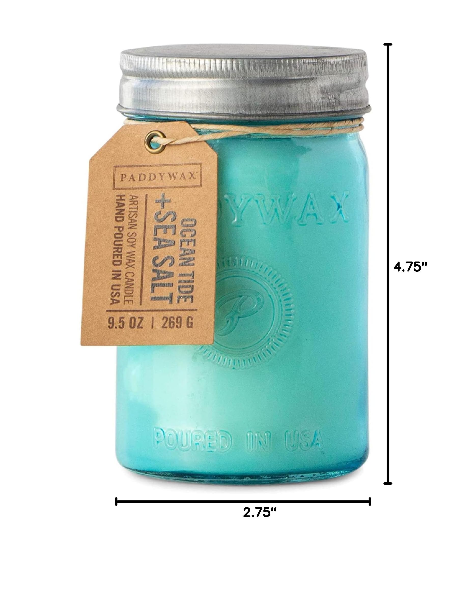 Paddywax Scented Candles - Relish Collection Soy Wax Artisan Candle in Glass Jar with Lid, 9.5-Ounce, Ocean Tide + Sea Salt Fragrance - Perfect for Home Decor, Relaxation & Aromatherapy
