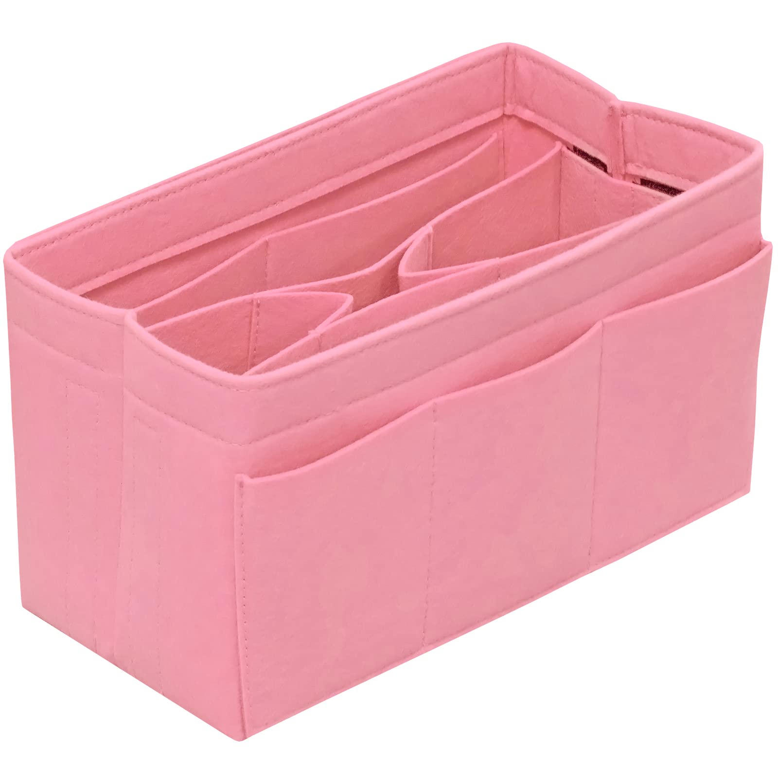 Felt Purse Organizer Insert with 14 Pockets - Small Pink Handbag Organizer for Tote Bags | Perfect for Travel, Work & Daily Essentials Organization