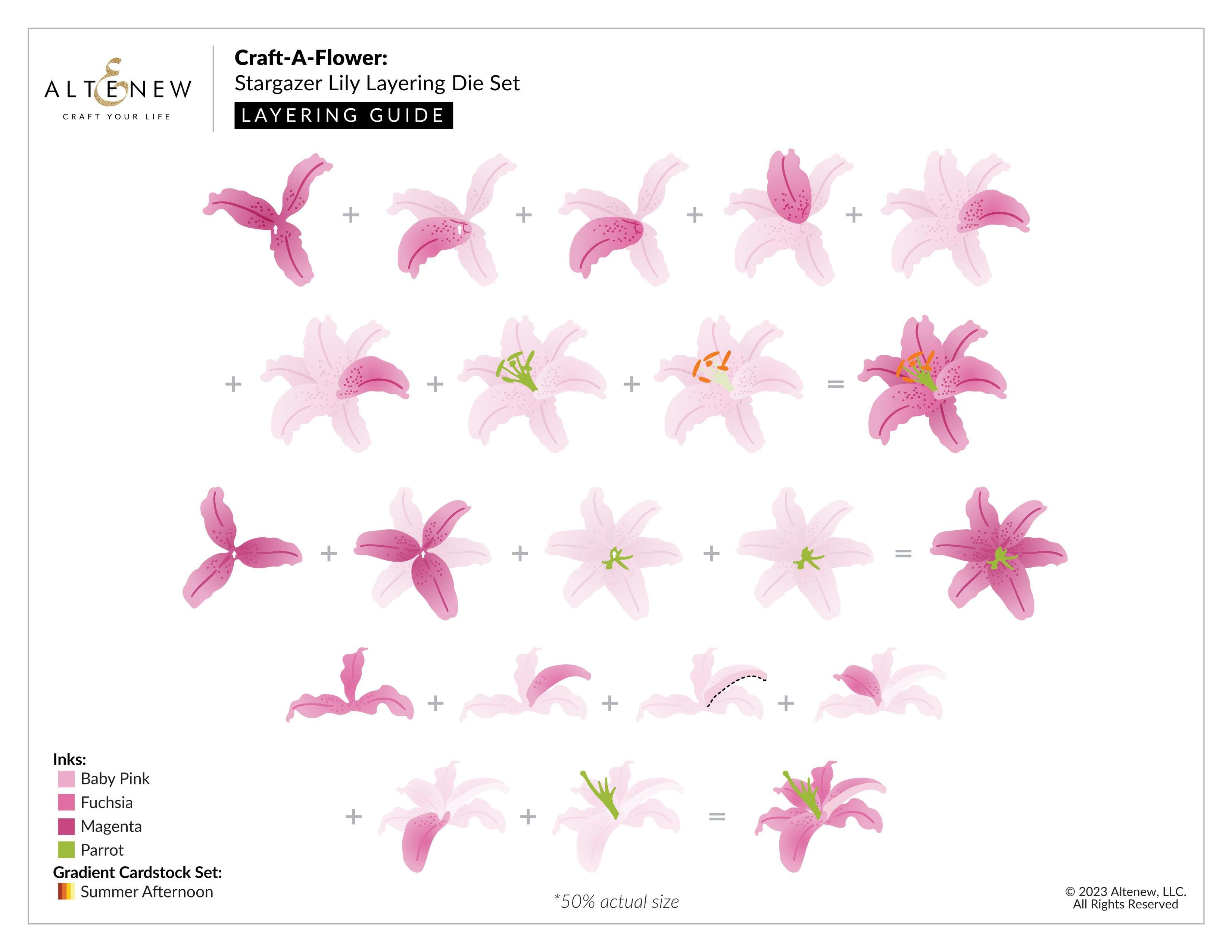 Stargazer Lily Layering Die Set for DIY Paper Flower Crafting - Perfect for Scrapbooking, Card Making, and Home Decor