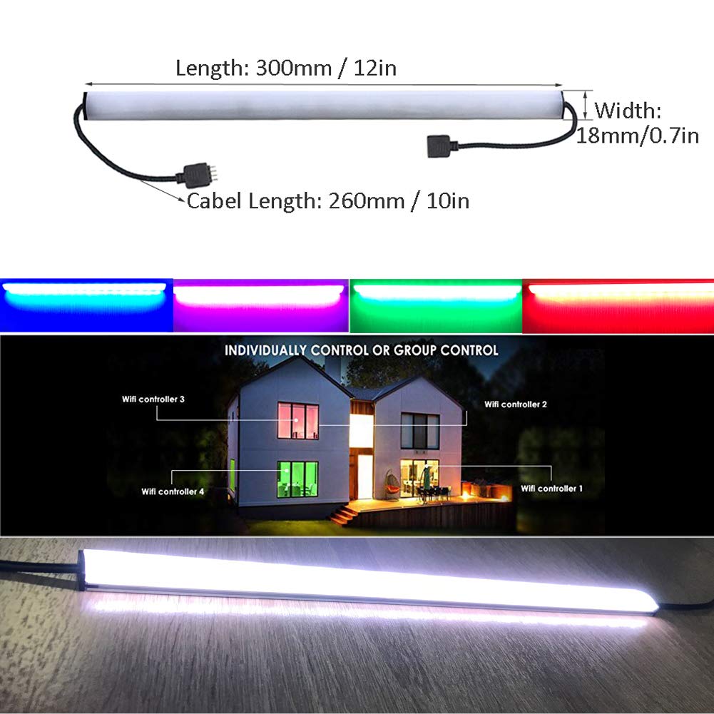 Smart LED Light Bars 12 Inch - Dimmable Under Cabinet Lighting with WiFi & Wireless Control - Works with Alexa, Google Assistant, iOS & Android - Perfect for Kitchen, Closet, and Workspace Lighting (10 x 12 Inches)