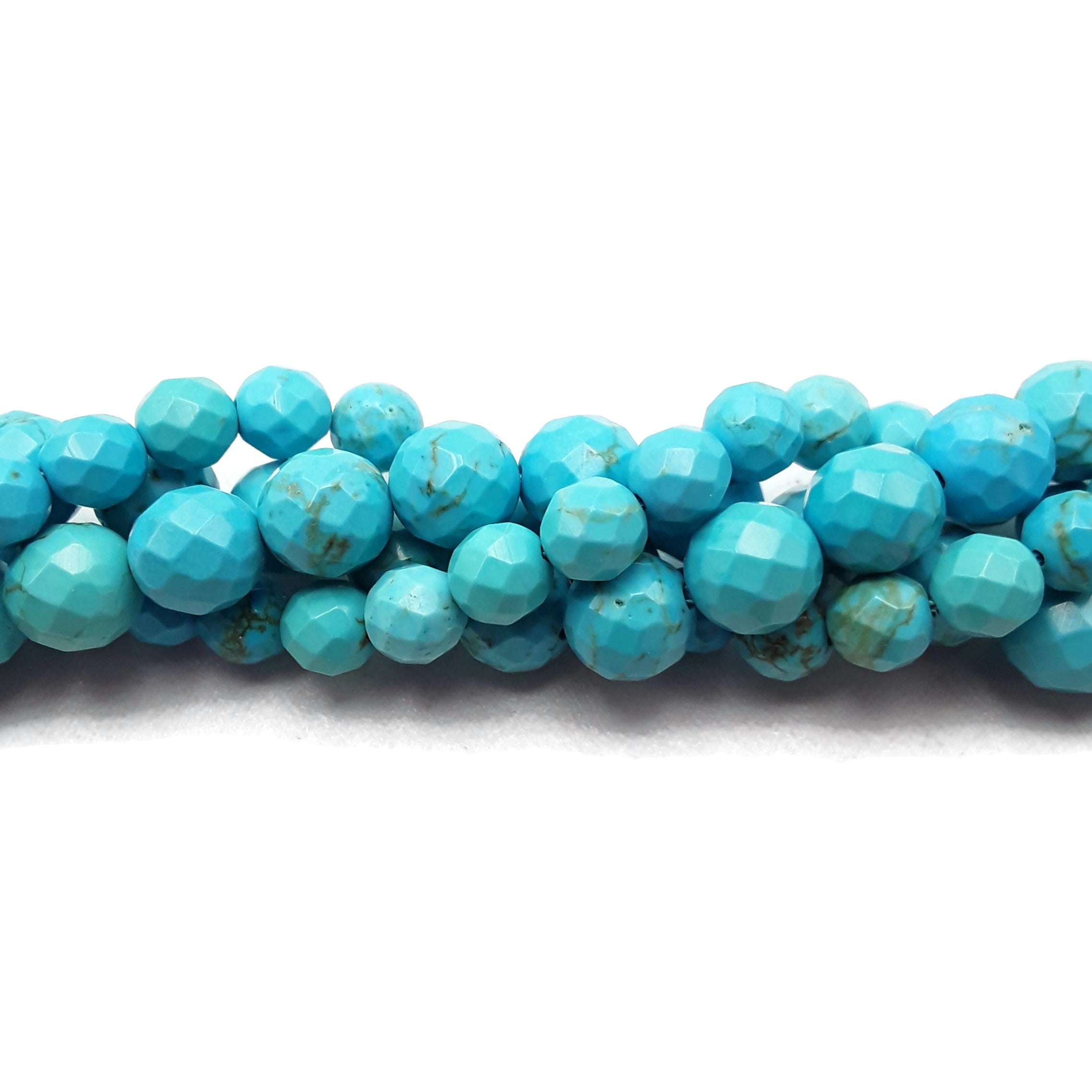 Blue Turquoise Faceted Round Beads 6mm 8mm 10mm 12mm 15.5 Strand - DIY Jewelry Making, Bracelet & Necklace Craft Supplies for Beaders