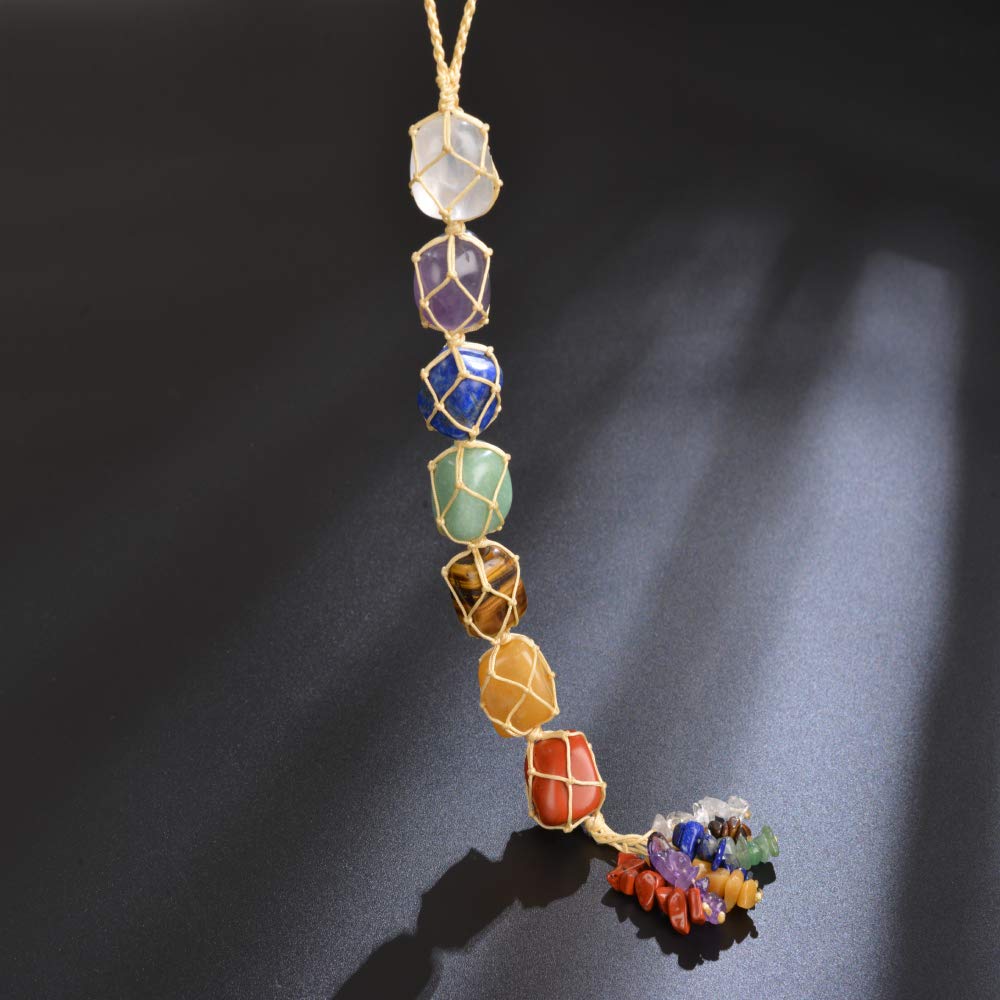 7 Chakra Healing Crystals Feng Shui Hanging Ornament - Car & Home Decor for Meditation, Window & Party Decoration - Enhance Positive Energy & Relaxation in Office, Bedroom or Yoga Space
