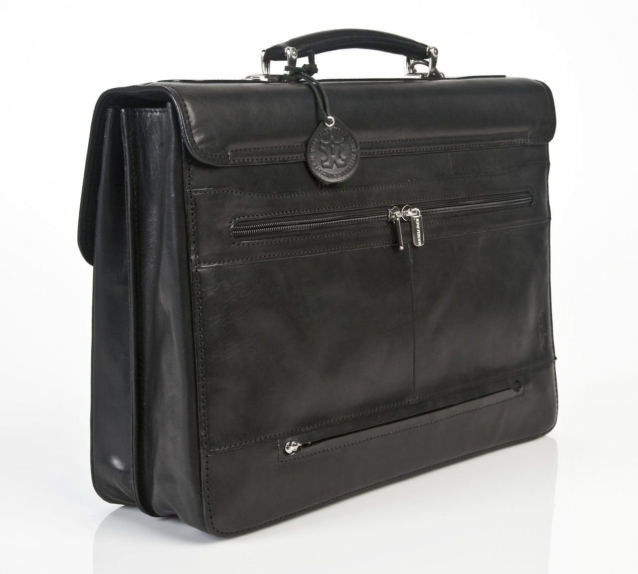 Tony Perotti Men's Italian Cow Leather Bella Russo Double Compartment Laptop Briefcase - Professional Business Bag for Office, Travel & Work Commute