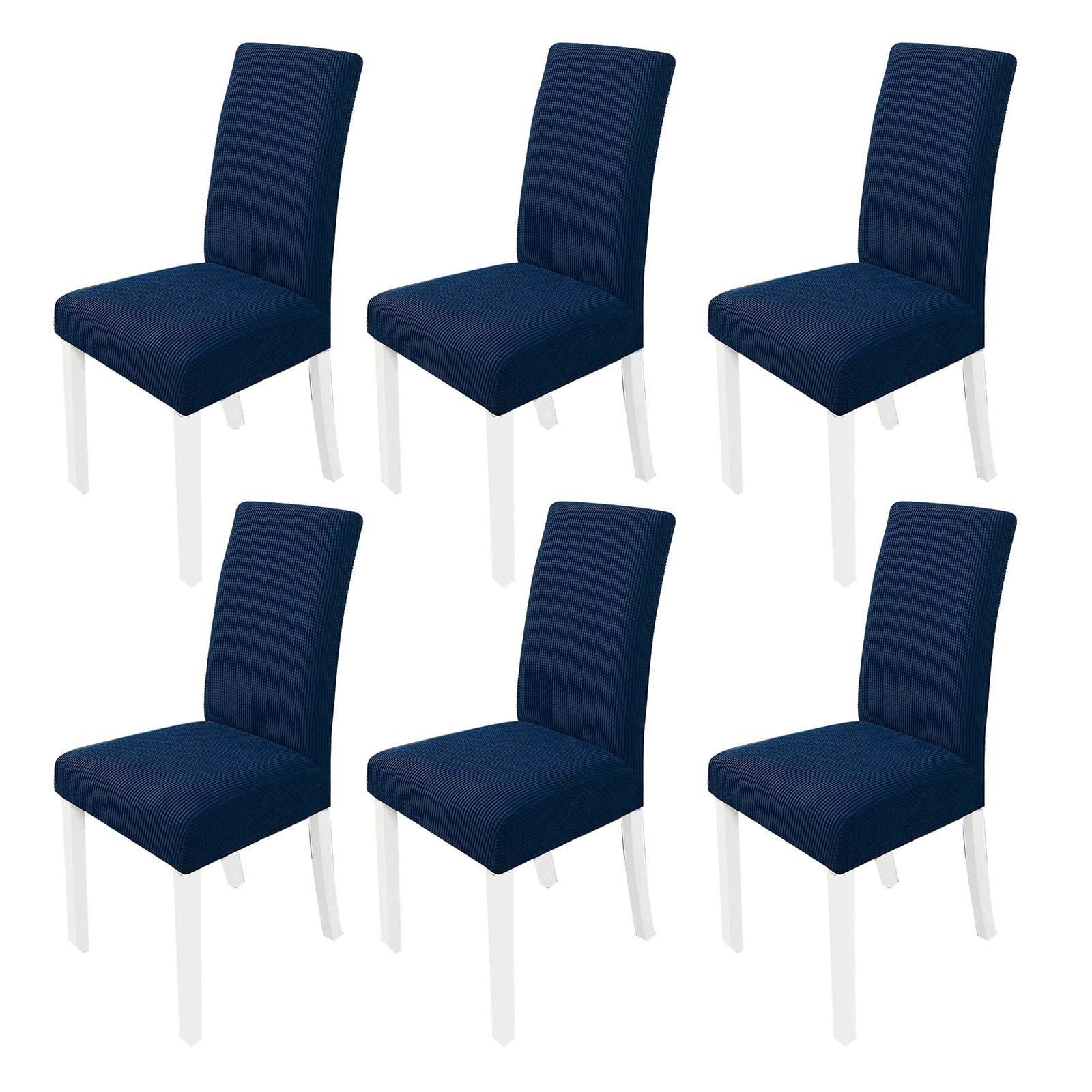 Stretch Spandex Dining Chair Covers - Dark Blue Set of 6 | Elastic Slipcovers for Kitchen, Dining Room & Event Decor | Washable & Wrinkle-Resistant Furniture Protectors
