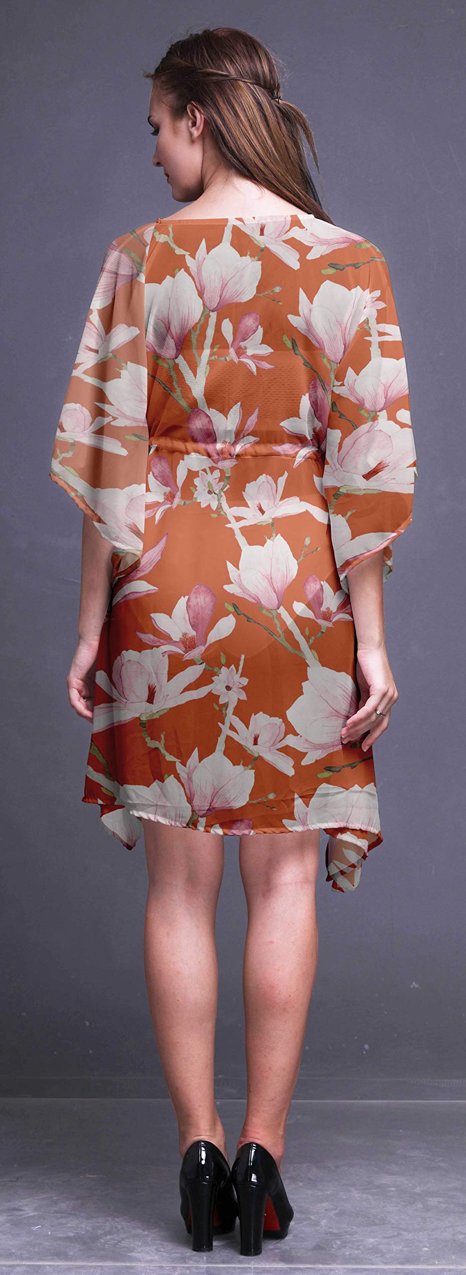 Bimba Women's Short Caftan Midi Dress - Beach Cover Up, Swimwear Wrap, Boho Summer Kaftan for Poolside, Vacation & Resort Wear