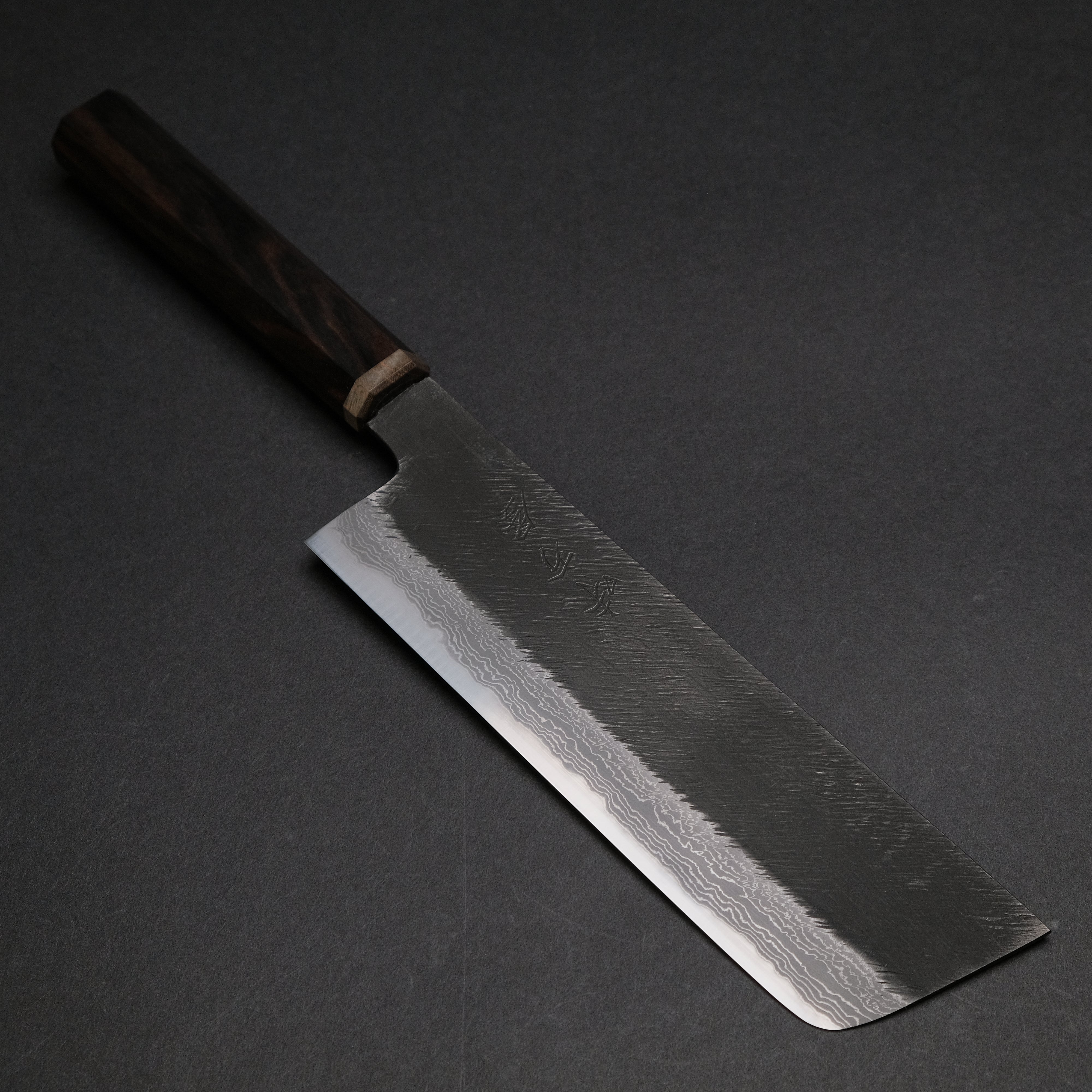 Premium Ajikataya White #2 Matsuba Damascus Nakiri Knife 180mm - Ebony & Stabilized Wood Handle - Japanese Vegetable Chef Knife for Professional Cooking, Slicing, and Chopping - Perfect for Home Chefs and Culinary Enthusiasts