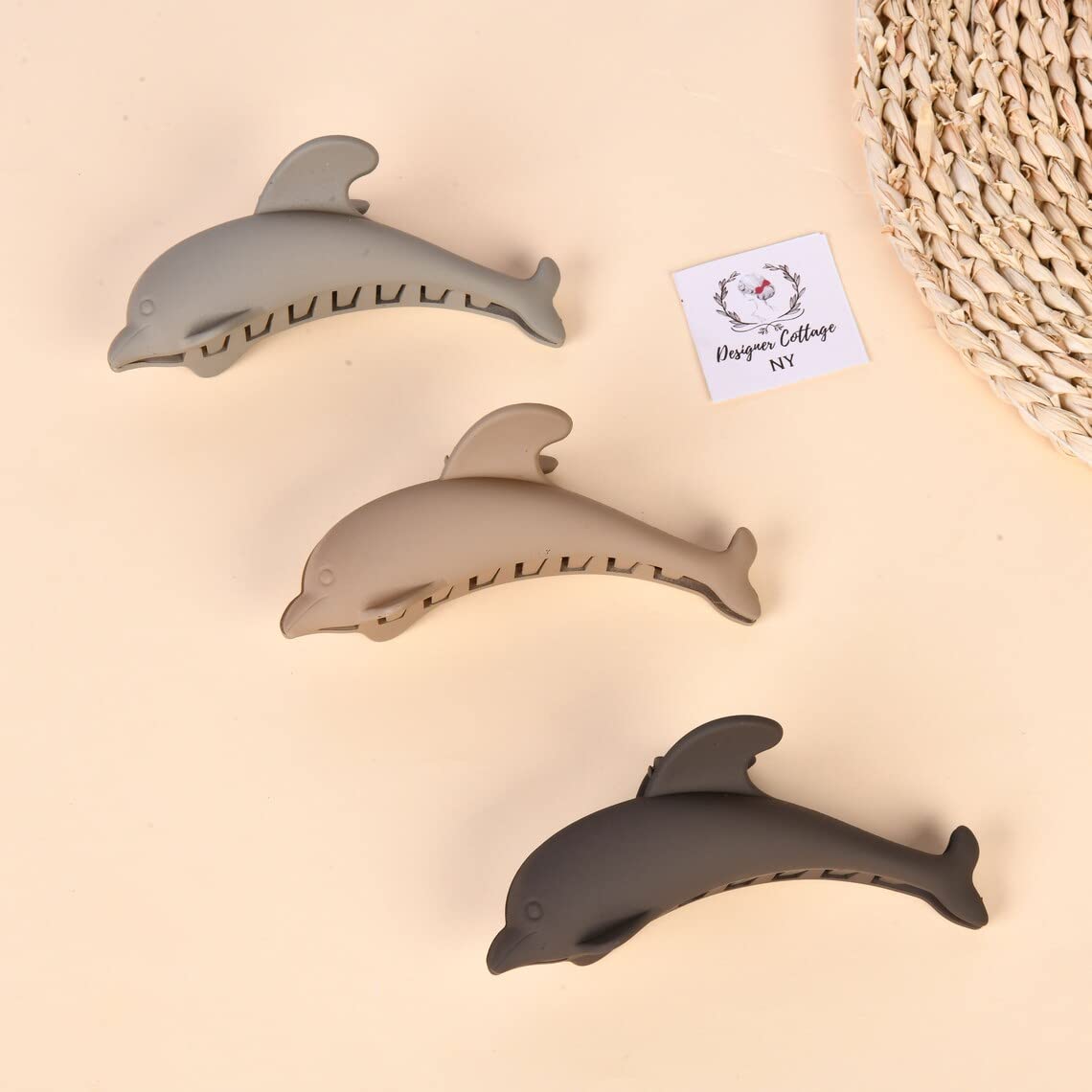 2 Pcs Matte Acrylic Dolphin Hair Claw Clips - Korean Style Cute Hair Accessories for Women & Girls, Non-Slip Hairpins for Ponytail, Bun & Updo Hairstyles - Perfect for School, Work & Daily Use