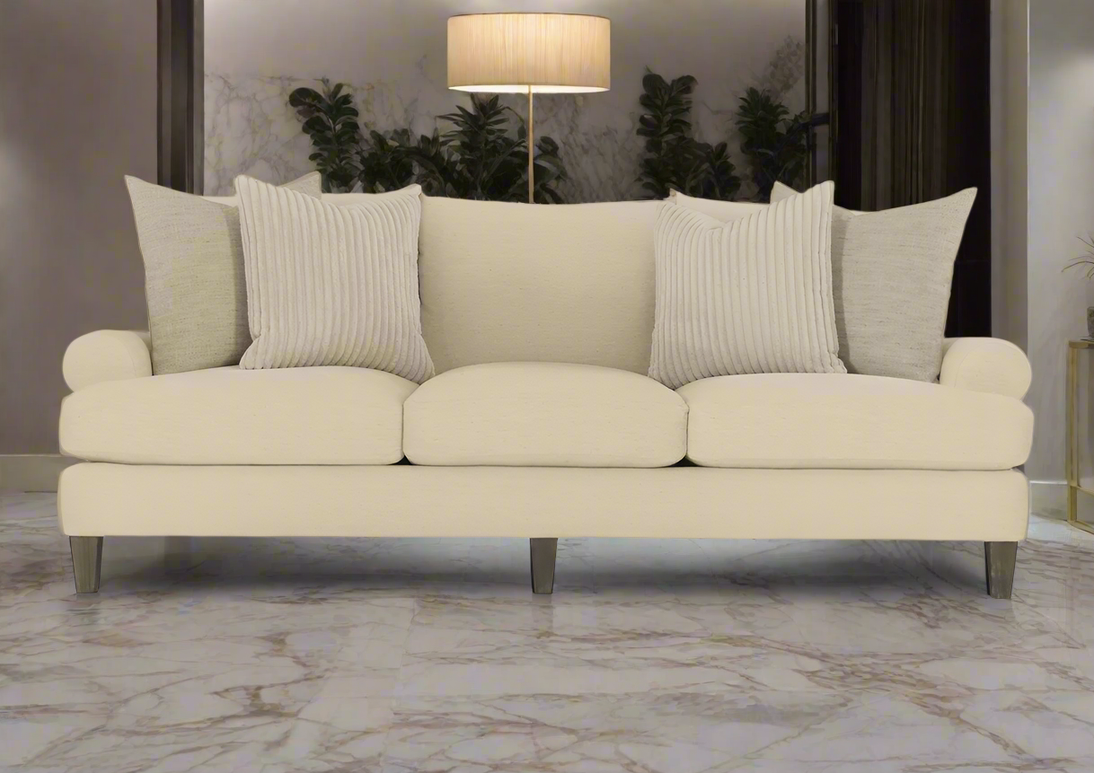 Bernhardt Isabella Fabric Sofa with Plush Feather Down Cushions - Luxurious Comfort for Living Room, Lounge & Family Gatherings