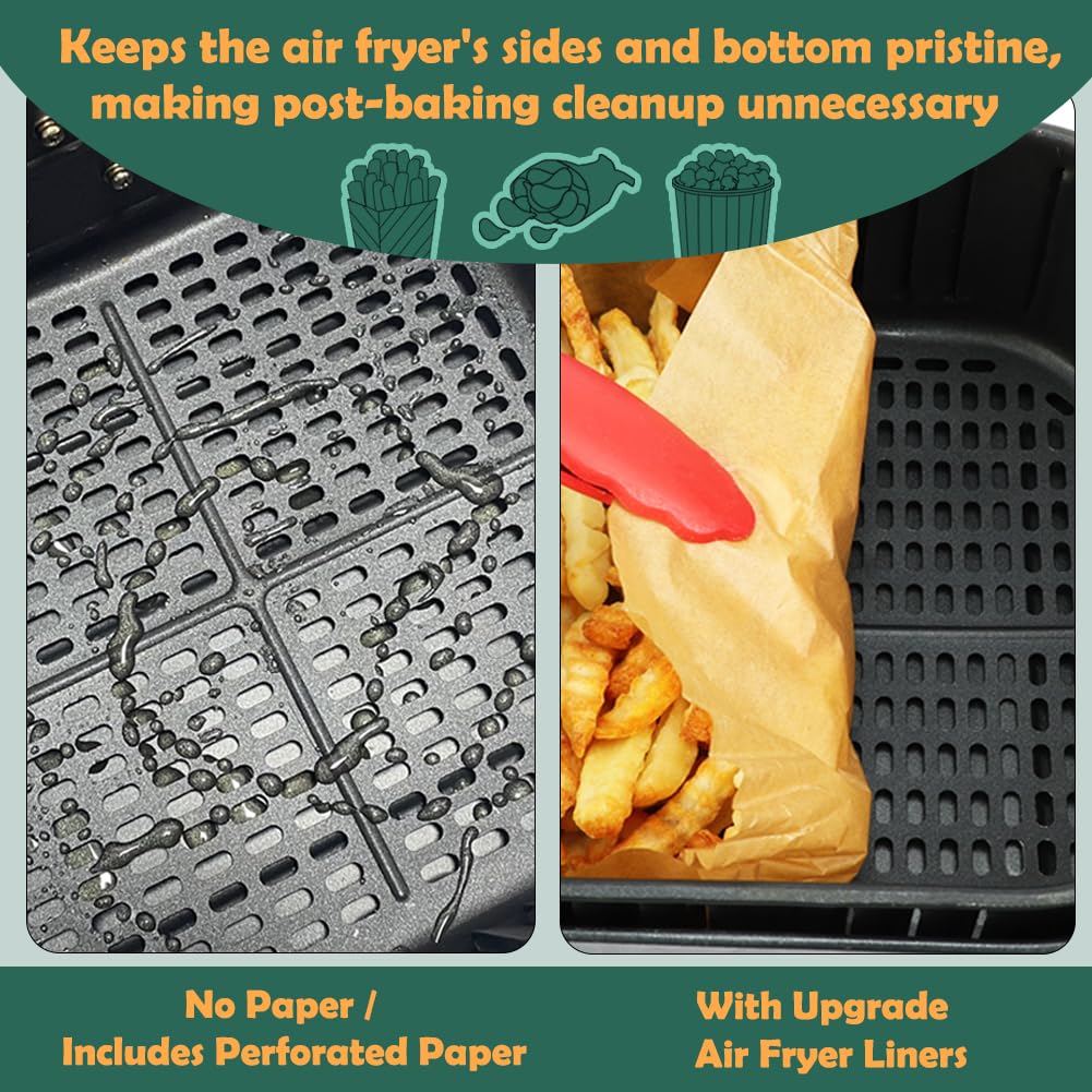 BYKITCHEN 100-Pack Square Air Fryer Disposable Paper Liners - Fits Cosori, Instant Pot, Dash Mini & Most Air Fryers | Non-Stick Cooking, Easy Cleanup for Healthy Meals & Snacks