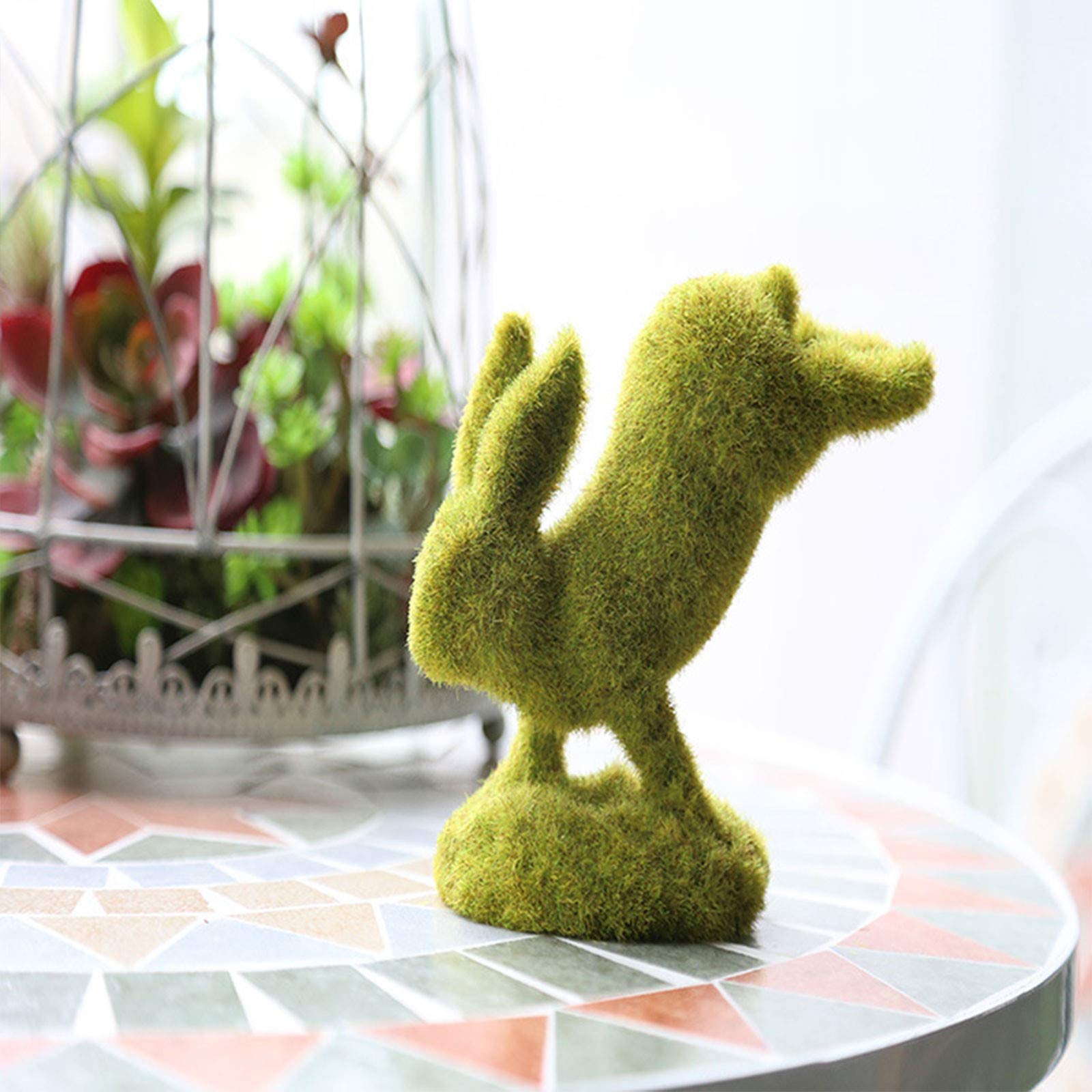 Easter Flocked Bunny Garden Decorations - Artificial Moss Rabbit Figurines for Easter Tabletop Ornaments, Green Jumping Bunny (One Size) - Perfect for Spring Home Decor, Easter Party Centerpieces & Outdoor Garden Displays