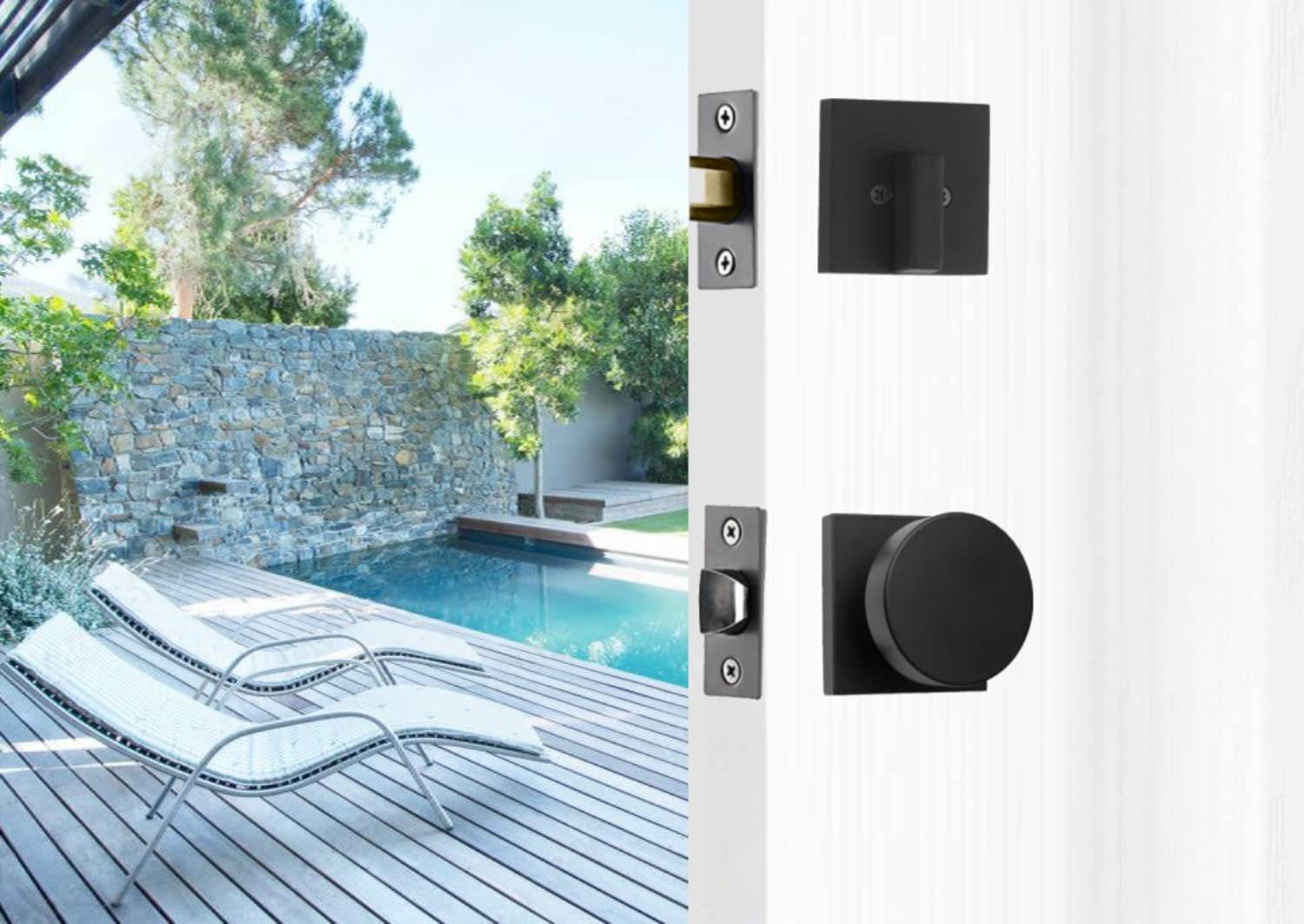 Weslock Brookside Single Cylinder Low Profile Front Door Lock Handleset with Matte Black Mesa Knob - Secure Entry for Homes, Apartments & Offices