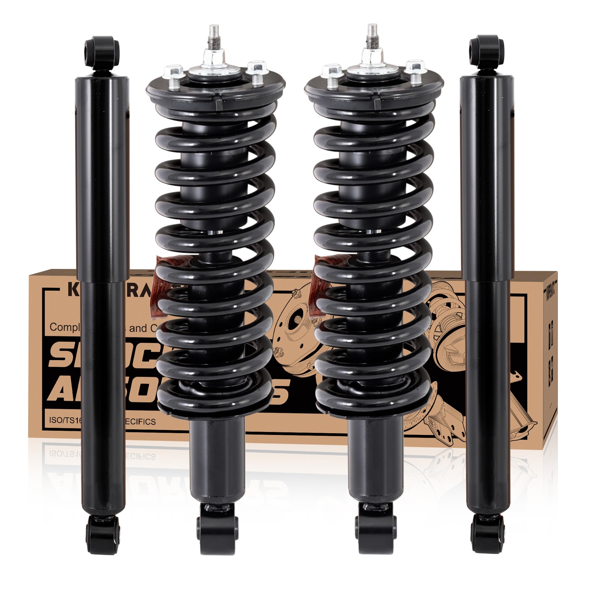 2005-2019 Nissan Frontier Front & Rear Complete Strut Assembly - Coil Spring & Shock Absorber Replacement (Part# 271102 37273) - Improves Ride Comfort & Handling for Off-Road & Daily Driving