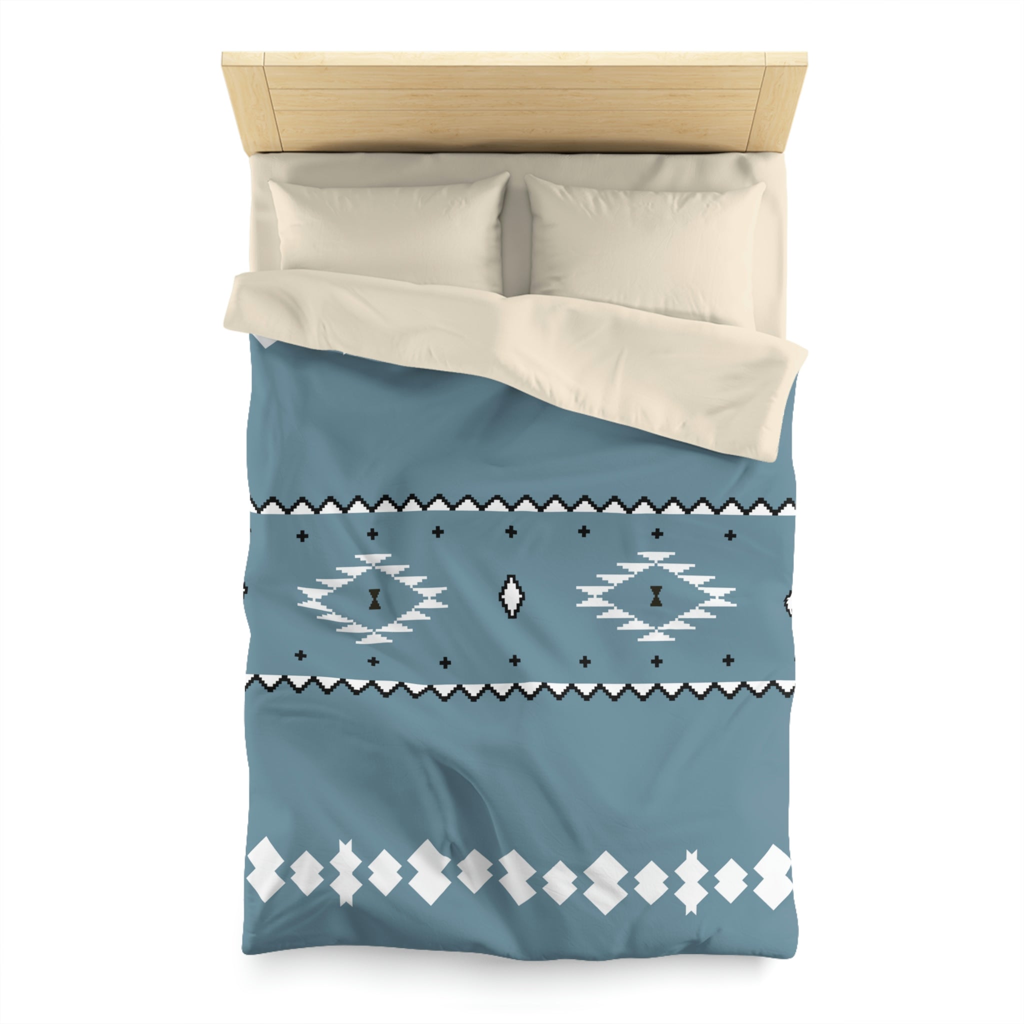 Premium Microfiber Duvet Cover Set - Soft Blue Sky Southwestern Pattern - Polyester Bedding with Invisible Zipper - Queen/King/Cal King Sizes - Perfect for Guest Rooms & Master Bedrooms