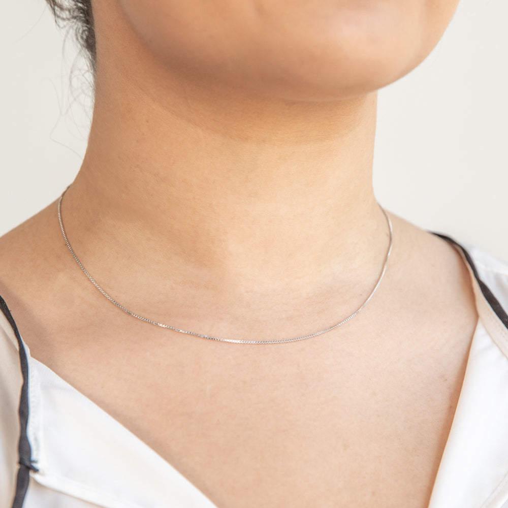 9ct White Solid Gold 15 Gauge Box Chain 41cm - Elegant Jewelry for Men & Women, Perfect for Everyday Wear, Gifts, and Special Occasions