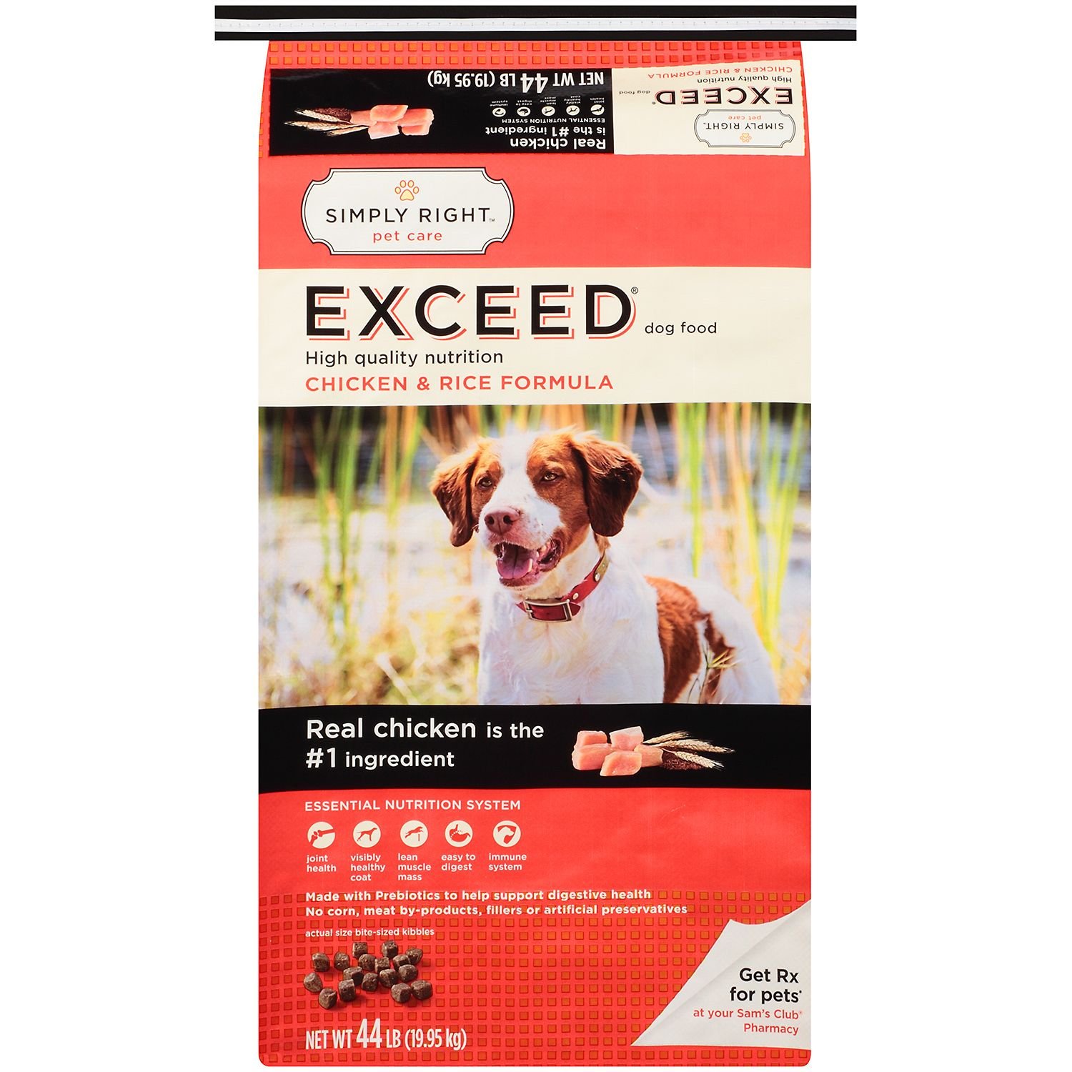 Simply Right Exceed Premium Dog Food - Chicken & Rice Formula, 44 lb Bag - High Protein & Balanced Nutrition for Adult Dogs - Perfect for Daily Feeding & Active Lifestyles