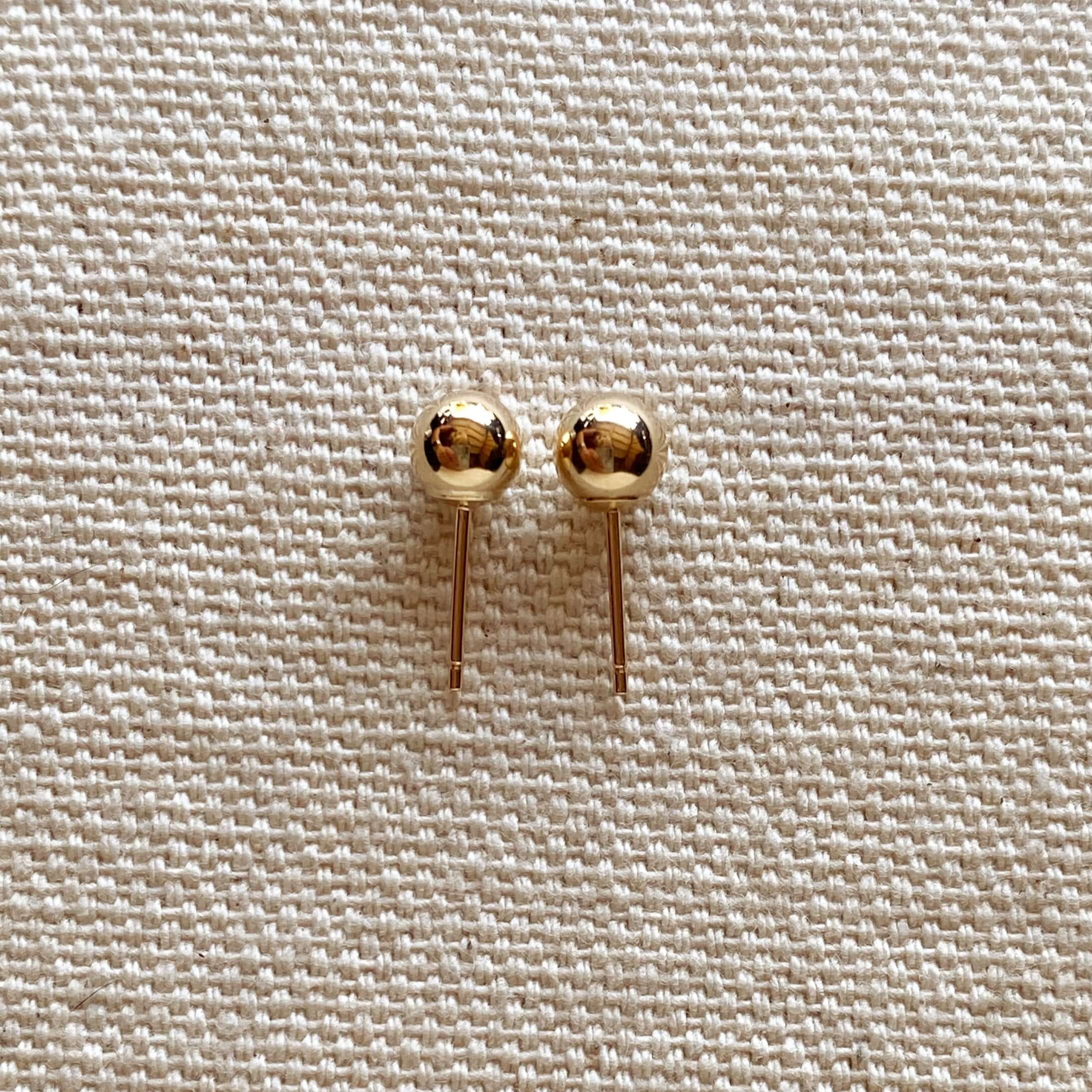 14K Solid Gold 5.0mm Ball Stud Earrings for Women - Hypoallergenic Luxury Jewelry - Perfect for Everyday Wear, Gifts & Special Occasions