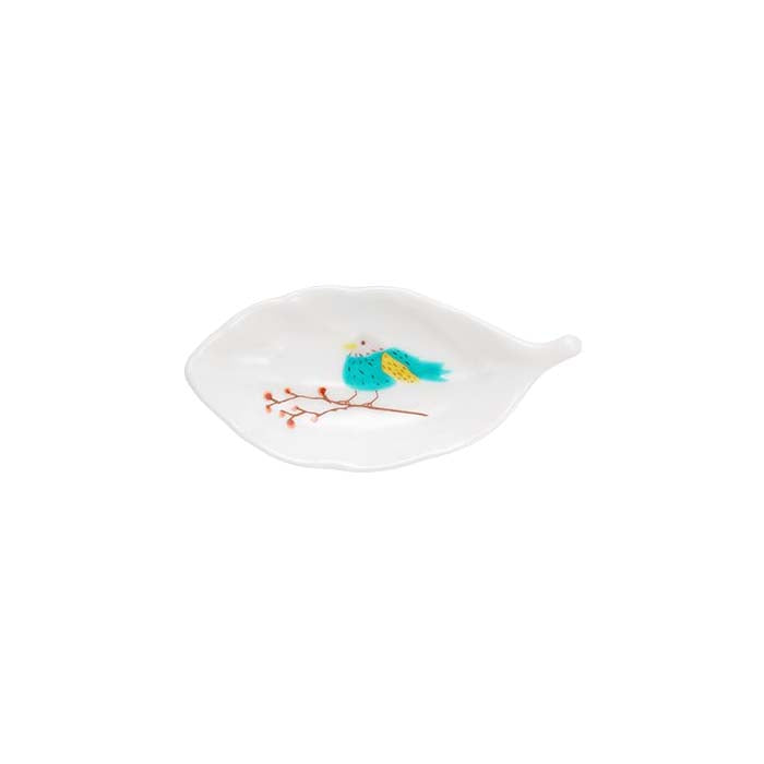 Harekutani Porcelain Bird Leaf Small Plate Chopstick Rest - Elegant Japanese Tableware for Sushi, Asian Dining & Home Decor