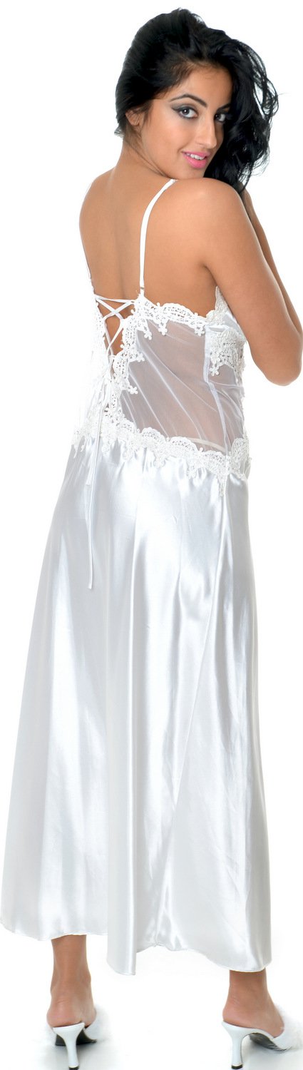 Silky Women's Nightgown & Chiffon Long Robe Set - Soft Sleepwear for Women - Perfect for Bedtime, Lounge & Bridal Gift (Size X/XX) #60743074