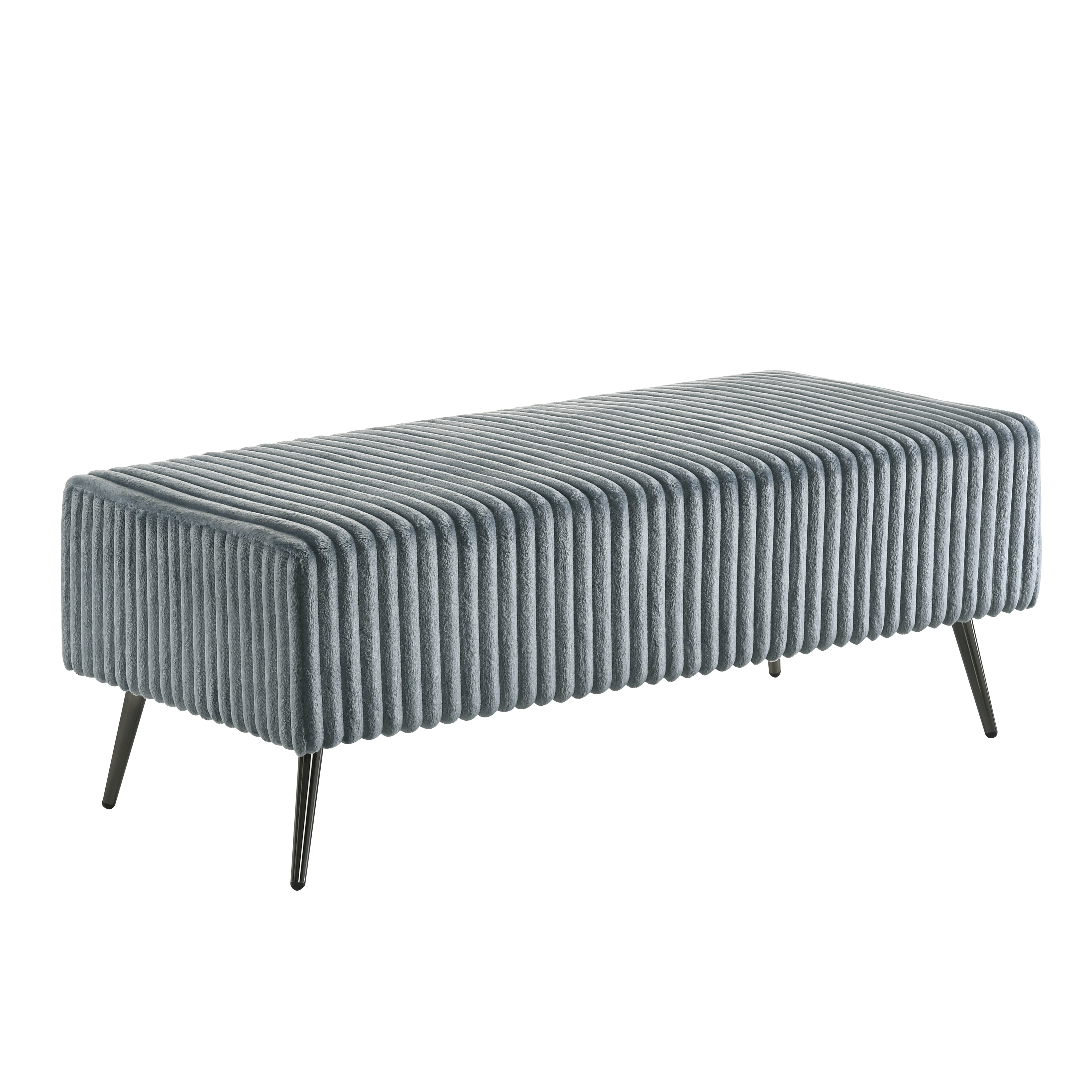 Roundhill Furniture Mavela Wide Wale Corduroy Upholstery Bench in Blue - Stylish Entryway Seating & Living Room Storage Ottoman for Home Decor