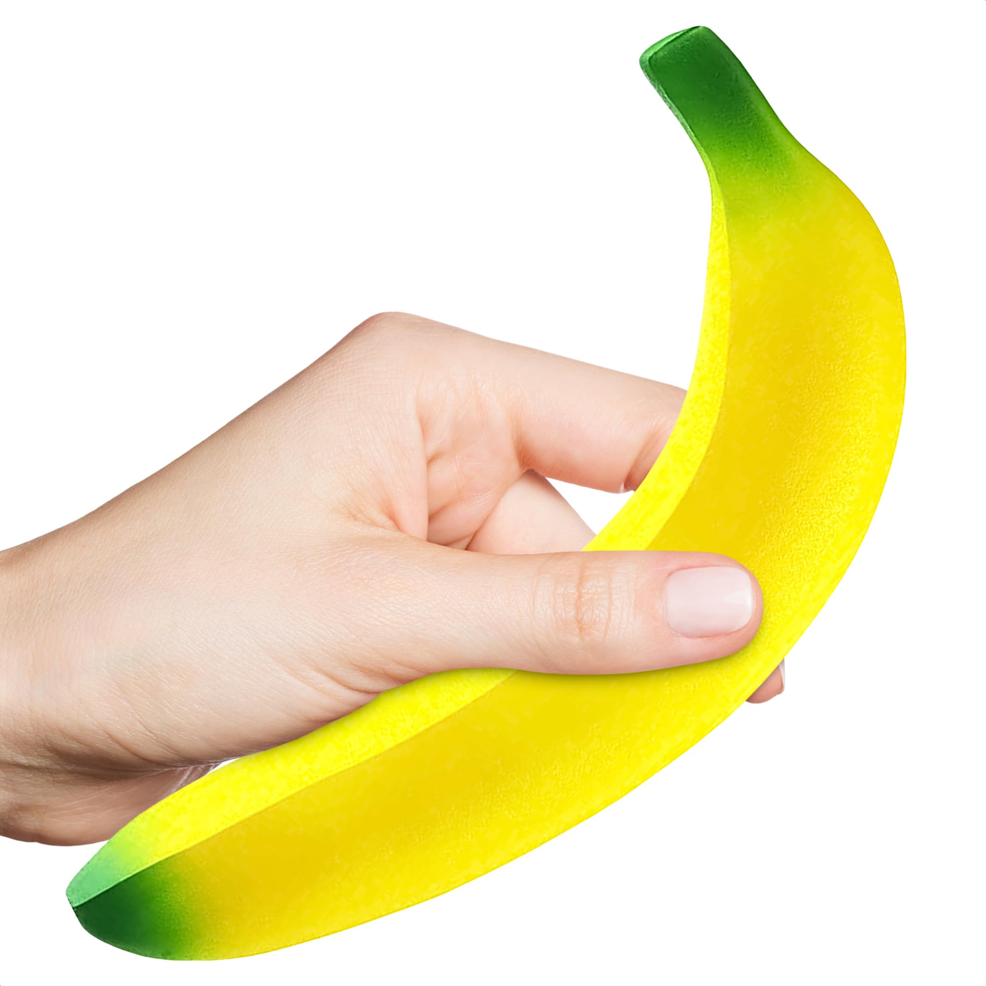 Banana Squishy Fidget Stress Relief Toys for Adults & Kids - Soft Foam Sensory Toys for Anxiety, ADHD, Autism - Fun Party Favors, Office Desk Decor & Classroom Sensory Tools - Stretchy Yellow Banana Anti-Stress Toy