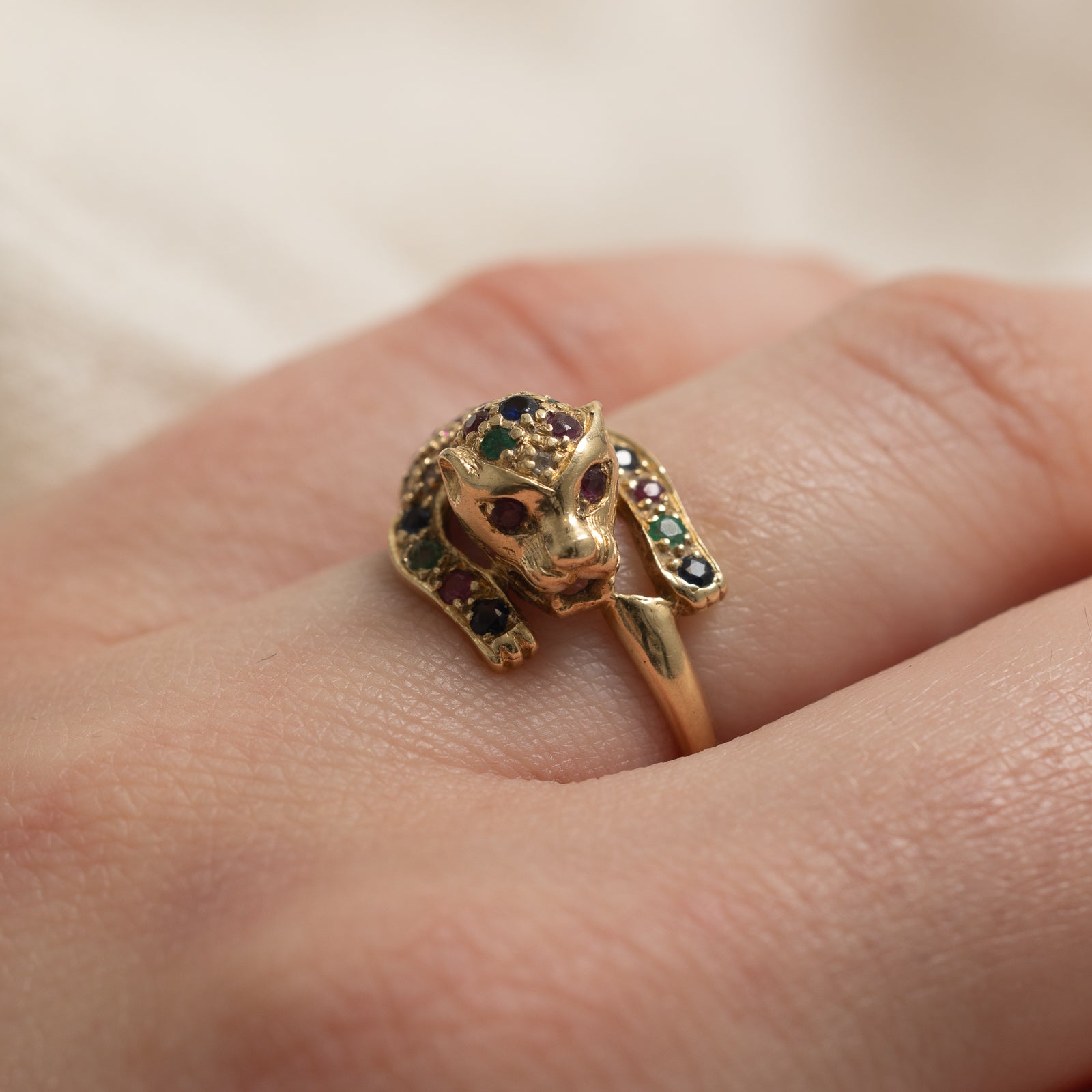 Exquisite Multi Gemstone Panther Ring - 0.03ctw & 0.50ctw Diamond Accents - Size 5.75 - Elegant Jewelry for Women - Perfect for Parties, Date Nights & Special Occasions
