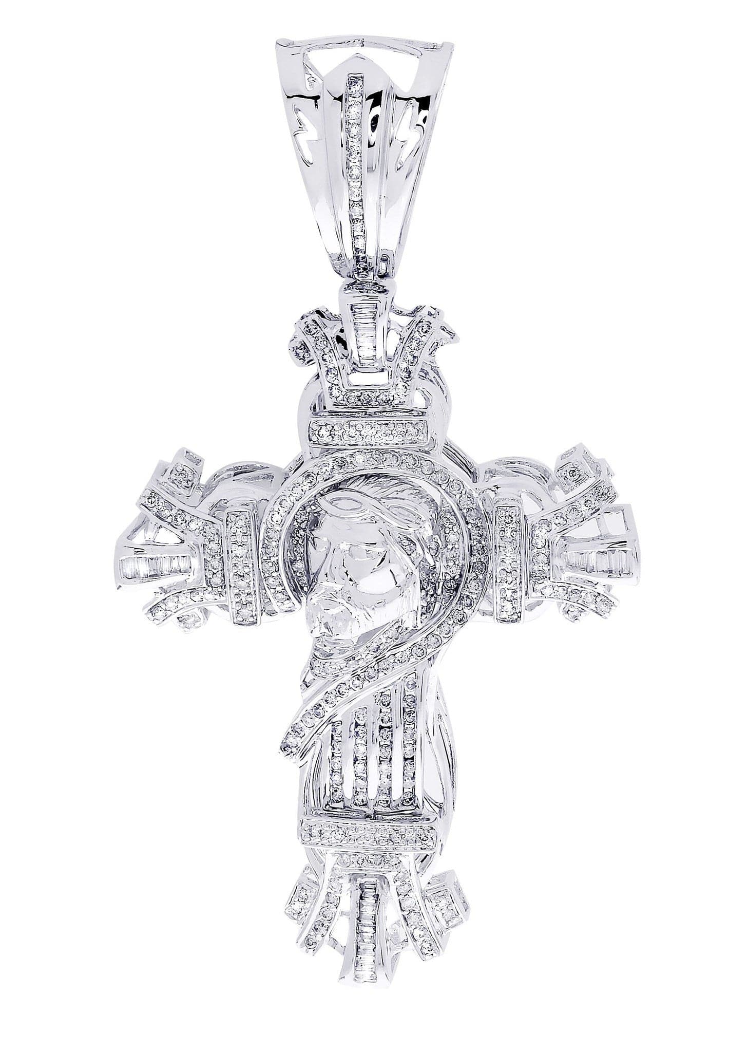 2.7 Carat Diamond Cross Pendant Necklace - 23.4 Grams Solid Gold Religious Jewelry for Women & Men - Perfect for Baptism, Confirmation, Wedding & Everyday Wear