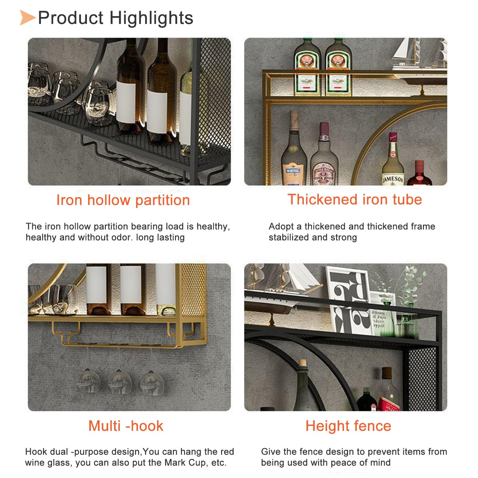 Modern 3-Tier Wall Mounted Wine Rack with Goblet Holder - Sleek Metal Wine Display for Home Bar, Kitchen & Dining Room Decor | Perfect for Wine Storage & Entertaining Guests