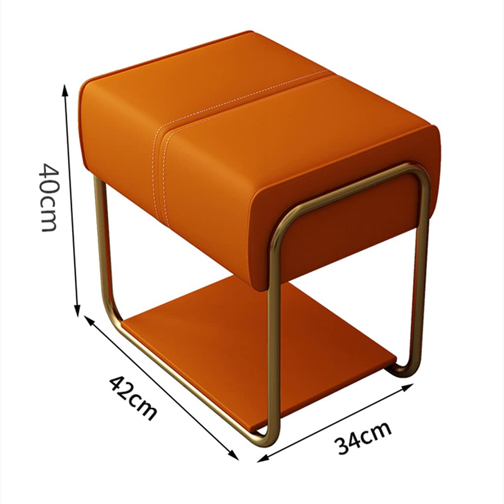 Square Footstool Bench - Matte Leather Vanity Stool with Gold Legs, Comfortable Makeup Chair with Cushioned Seat, Entryway Bench for Bedroom & Living Room - Perfect as Makeup Stool, Bedroom Footrest or Living Room Accent Piece