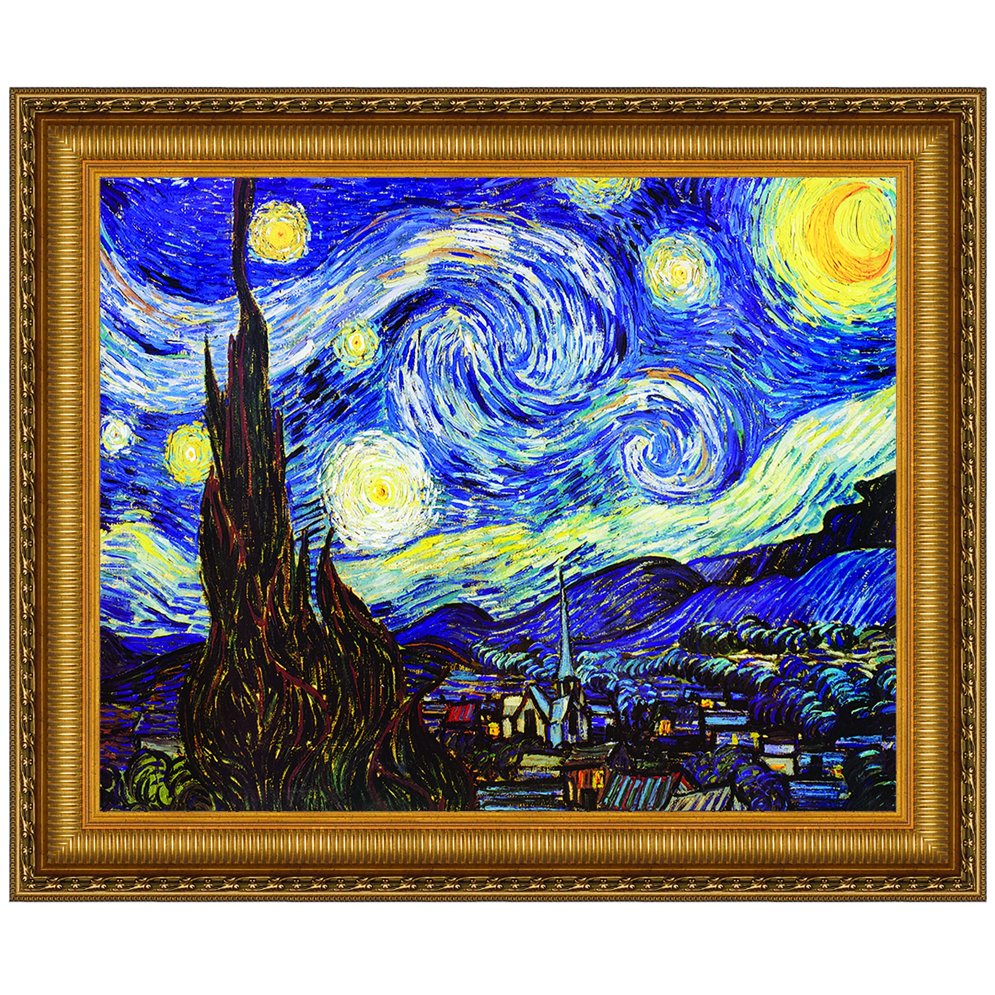 Starry Night by Van Gogh - Premium Canvas Art Reproduction - Small Size Wall Decor for Living Room, Bedroom & Office