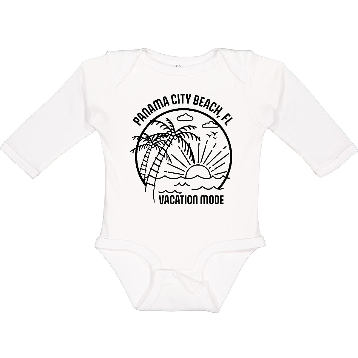 Inktastic Summer Vacation Mode Panama City Beach Florida Long Sleeve Baby Bodysuit - Soft Cotton Creeper for Boys & Girls, Beach Trip Outfit, Family Vacation Matching Clothes