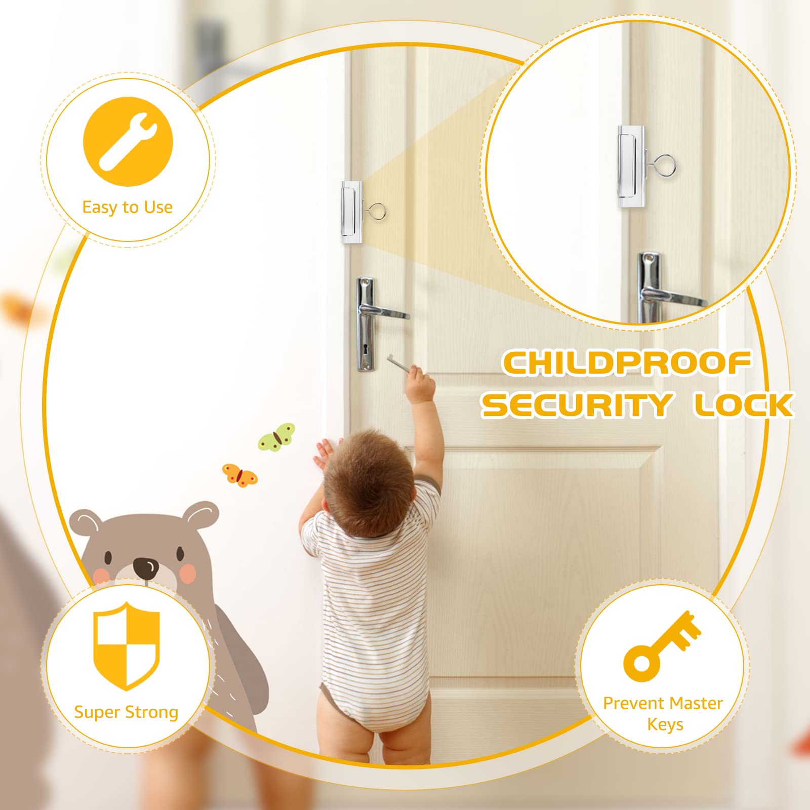 **Upgraded Childproof Home Security Door Lock with Pull Ring - 4