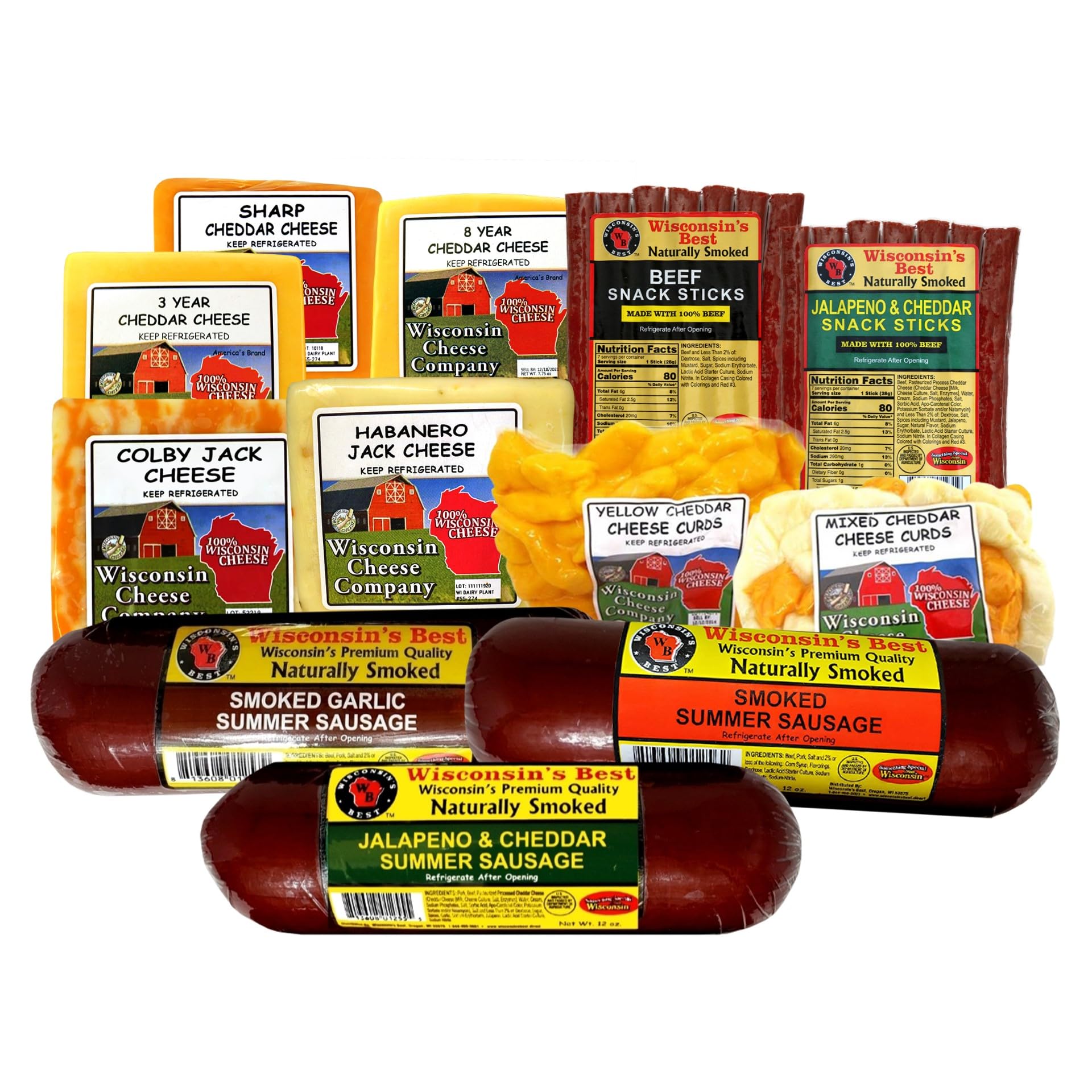 Wisconsin Cheese Company Deluxe Cheese Party Gift Box - 100% Wisconsin Cheese, Meat Sticks, Sausage & Cheese Curds | Large Gourmet Gift Basket for Parties, Charcuterie Boards & Birthday Gifts | Perfect for Easter, Christmas & Holiday Celebrations | Ideal for Cheese Lovers & Foodies