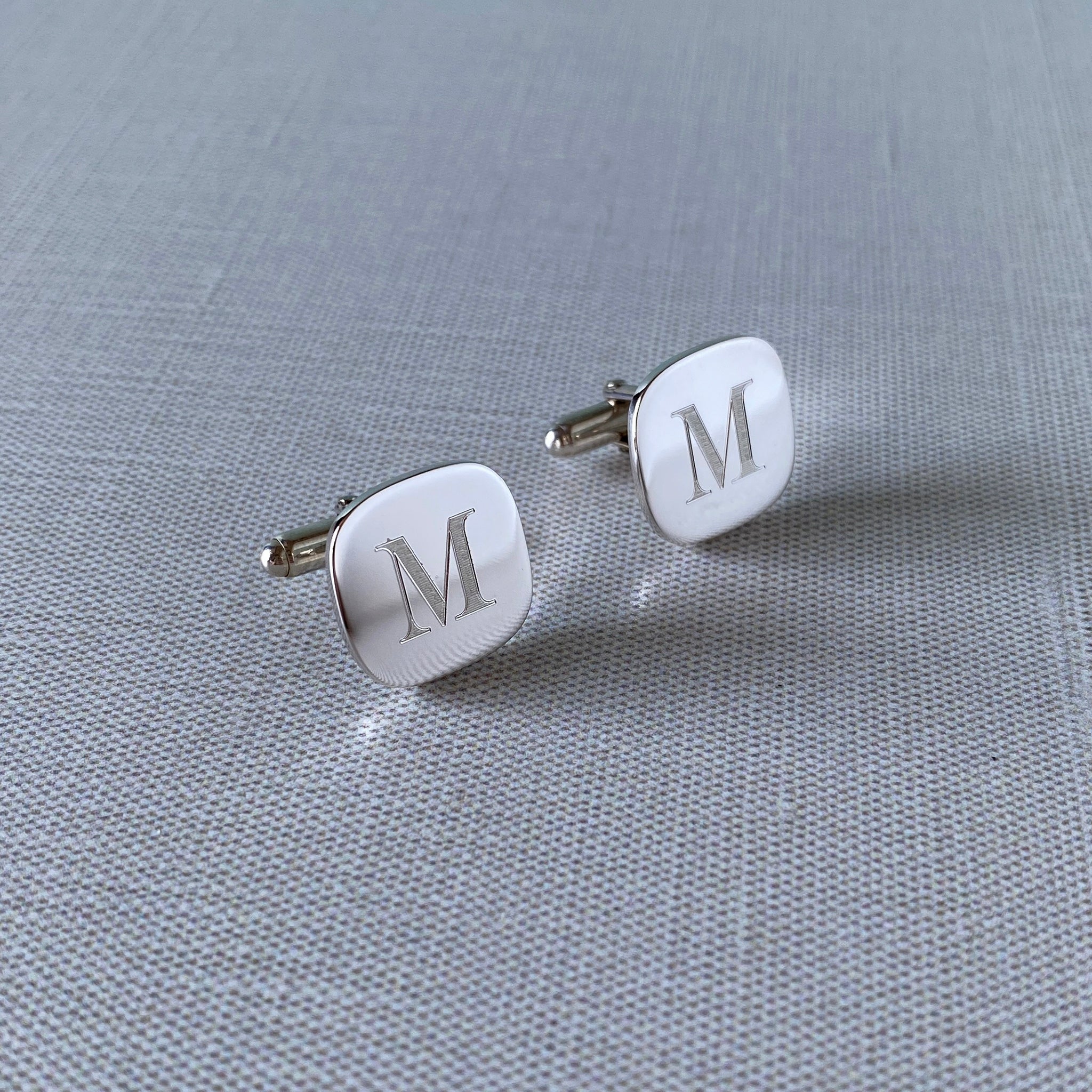 Sterling Silver Plain Square Cushion Cufflinks for Men - Elegant Wedding, Formal & Business Attire Accessories