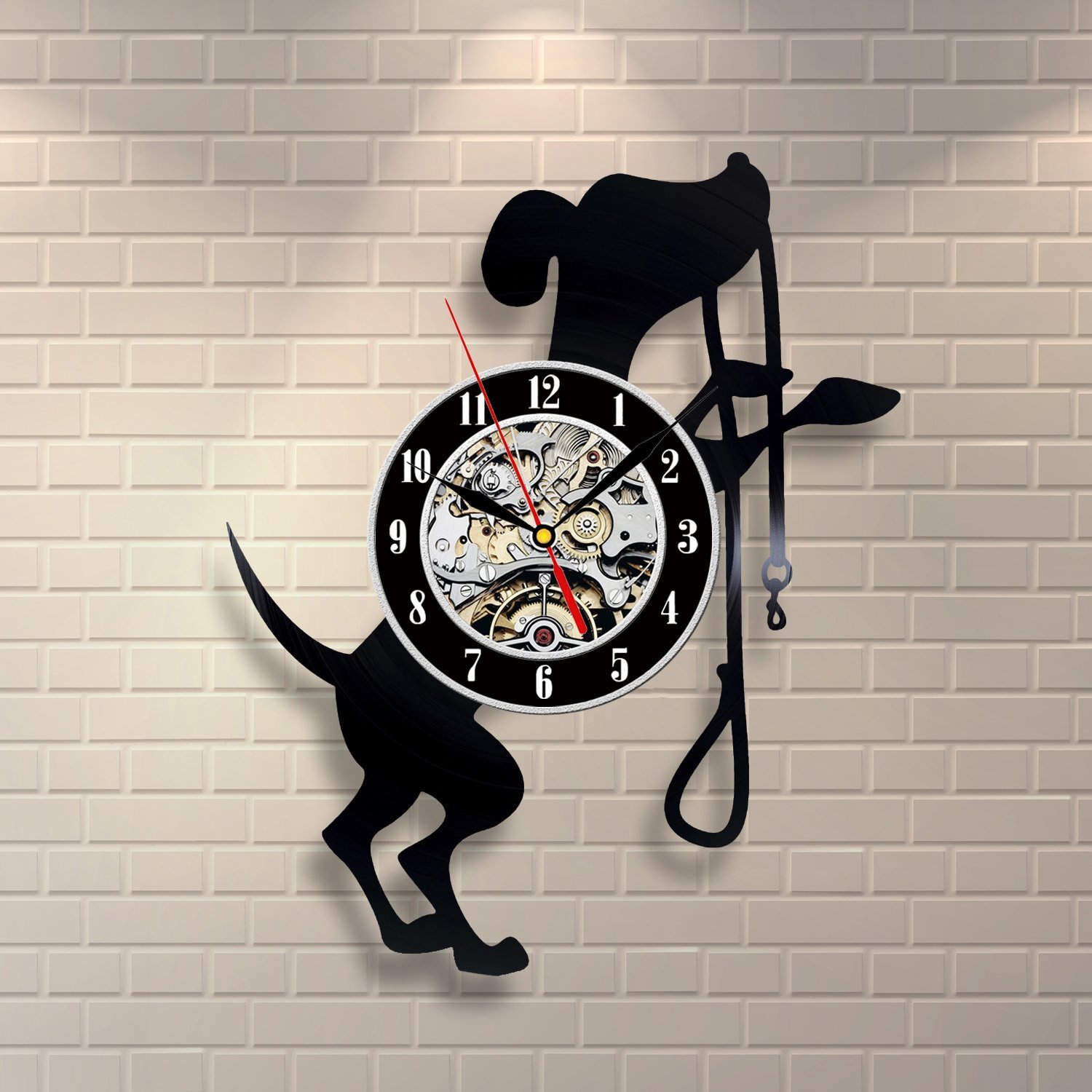 Vintage Vinyl Record Dog Clock - Unique Pet Decor for Home, Living Room & Bedroom Wall Art - Perfect Gift for Dog Lovers & Music Fans