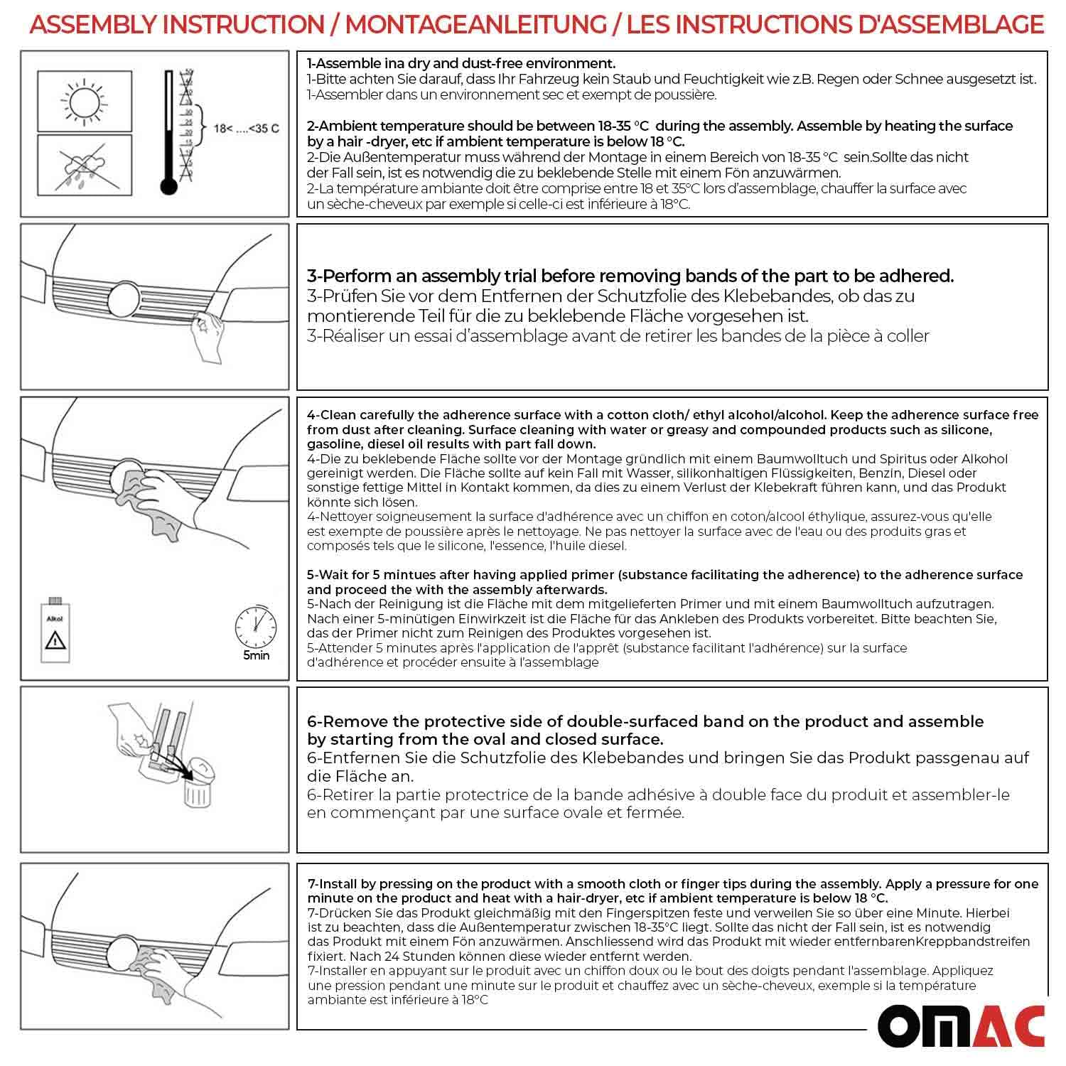 OMAC Front Bumper Grill Trim Molding Kit for Ford Transit 150/250/350 (2021-2025) - Heavy Duty Steel 4-Piece Set - Enhances Vehicle Appearance & Protection for Work Trucks & Commercial Vans