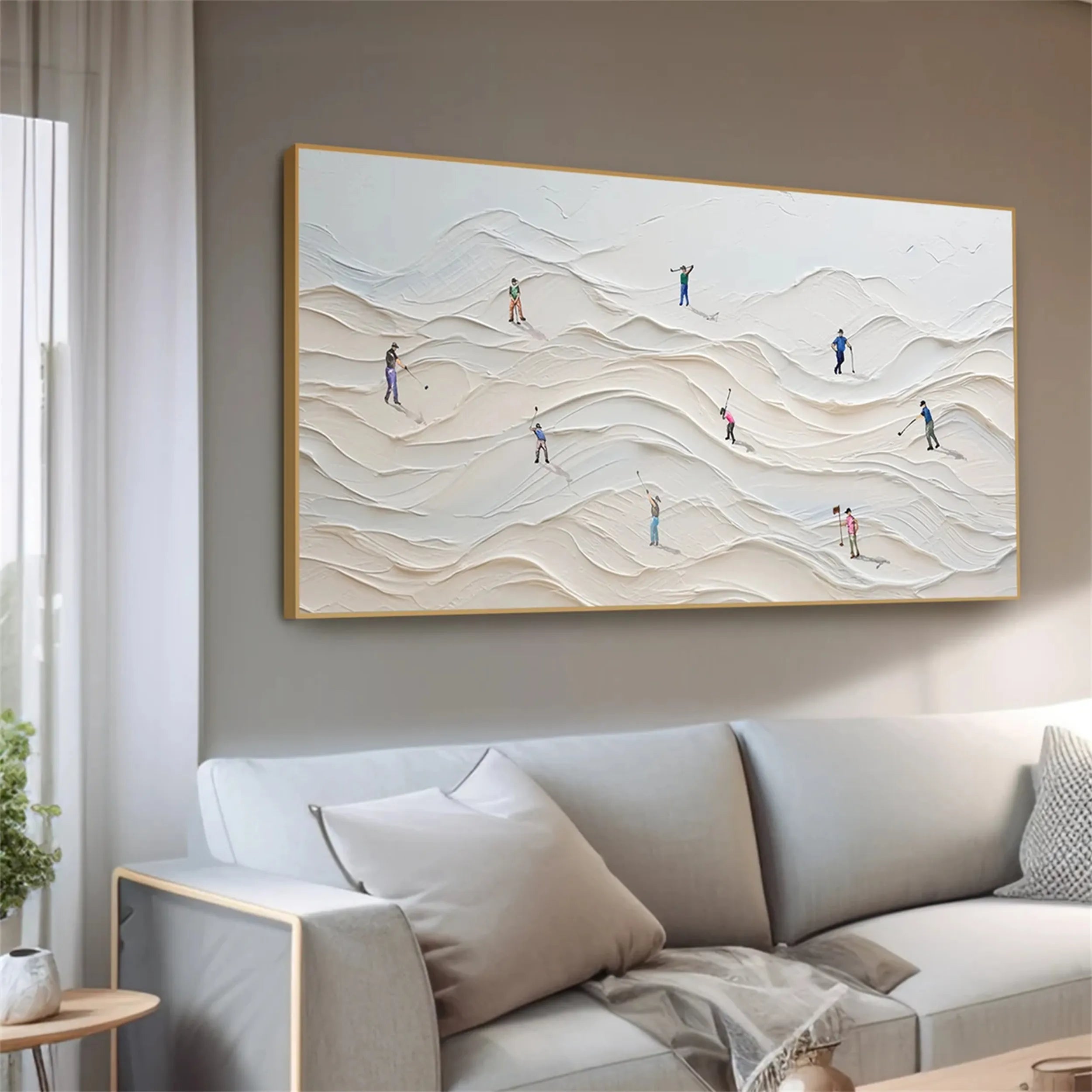 Premium Skiing Sport Art Textured Canvas Painting - Winter Sports Wall Decor for Home & Office (Style #MM215) | Perfect for Ski Lodge, Mountain Cabin & Sports Enthusiast Gifts