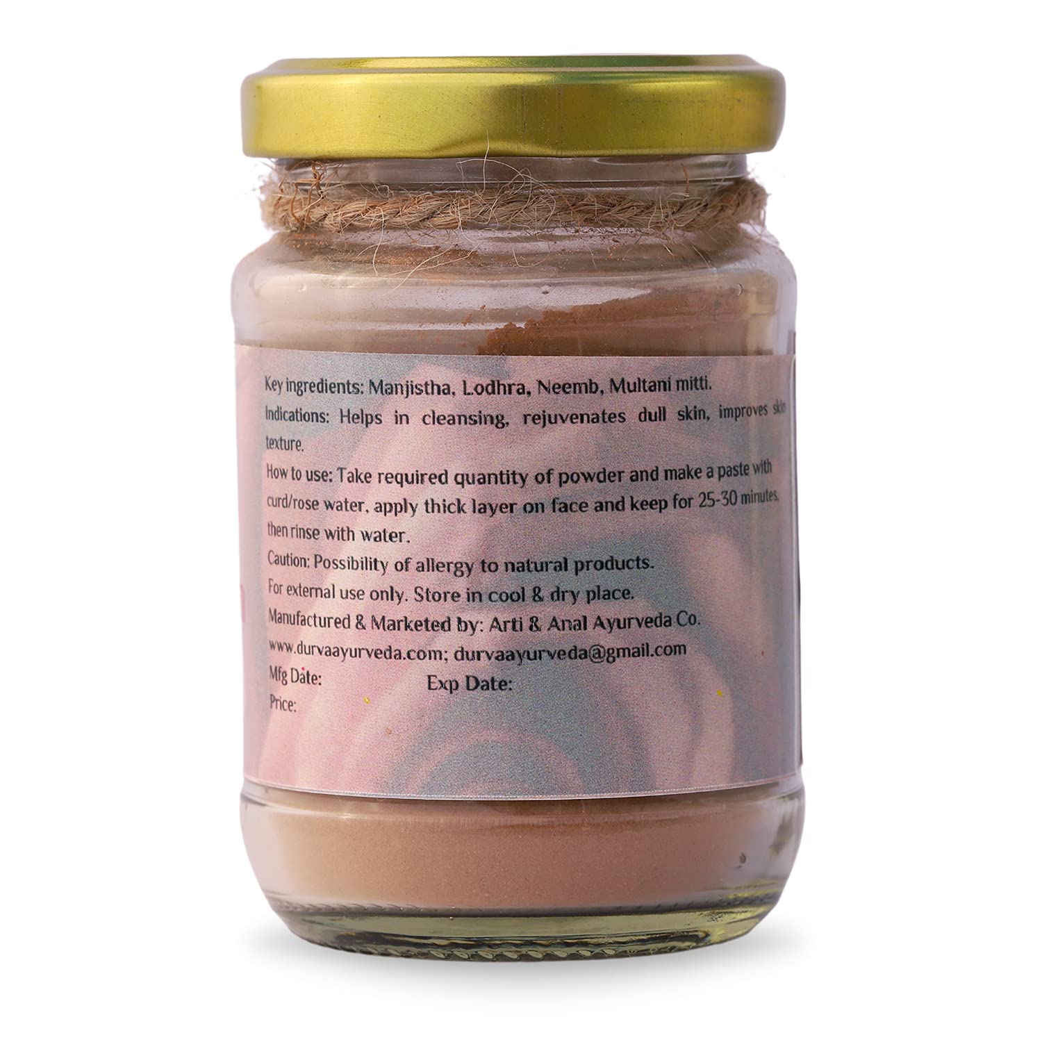 DURVA AYURVEDA Daily Use Face Mask Powder - Natural Ayurvedic Skin Care for Cleansing, Rejuvenating Dull Skin & Improving Texture (50g) | Perfect for Glowing Skin Routine & Spa Treatments