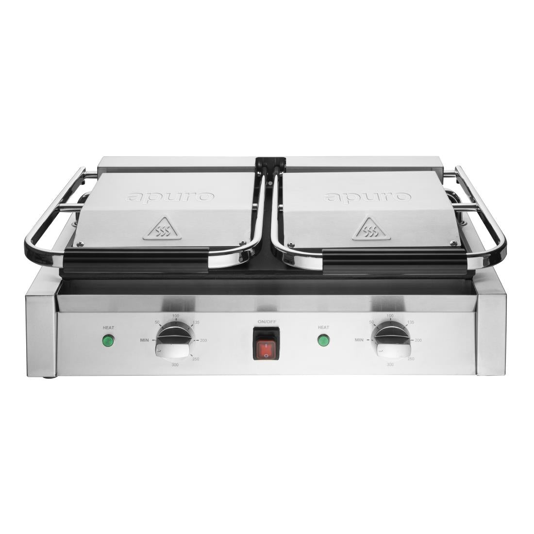 Apuro Bistro Double Ribbed Contact Grill - Indoor/Outdoor Electric Griddle for Panini, Sandwiches, Burgers & More - Perfect for Home Kitchen, Camping & BBQ Parties