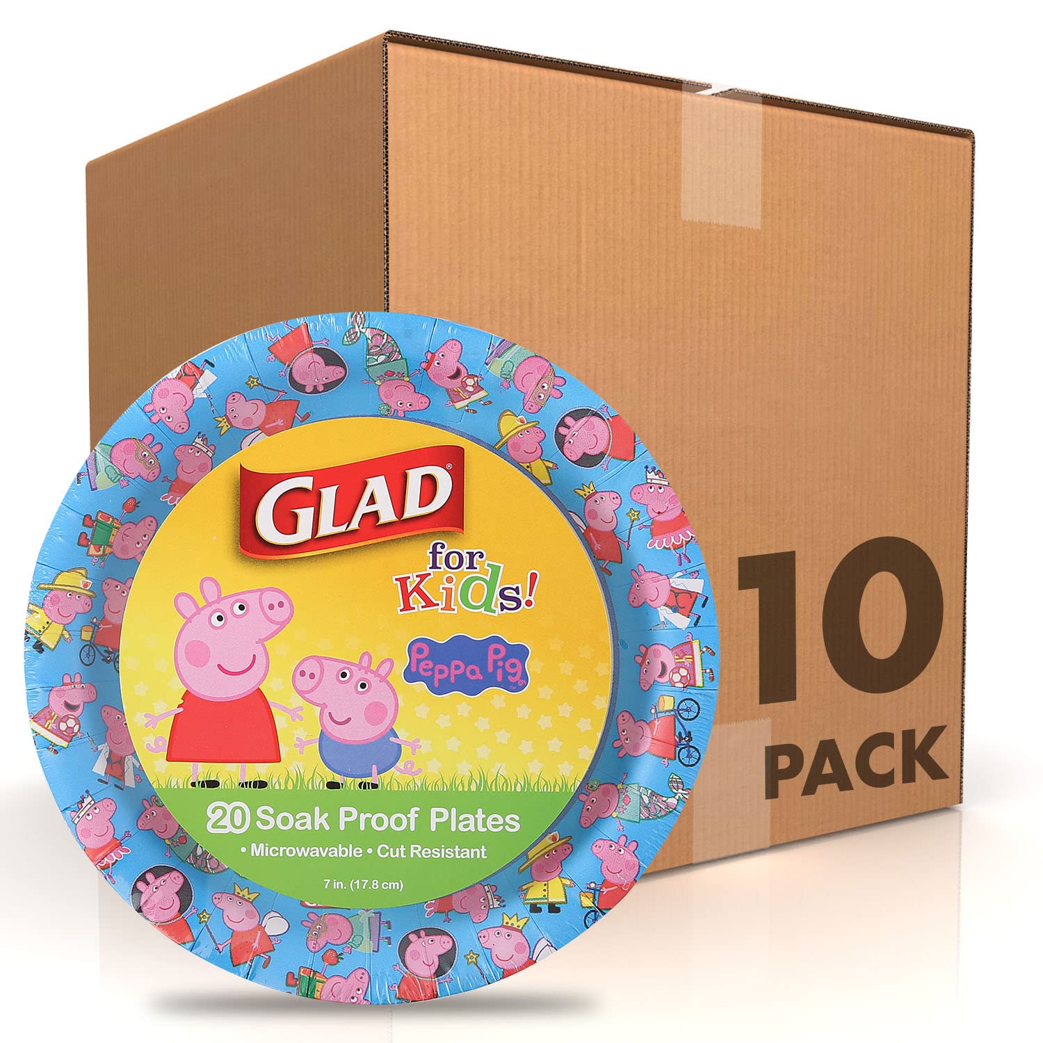 Peppa Pig I Can Be Anything Disposable Paper Plates for Kids - 7 Inch, Soak Proof & Microwavable, Pack of 10 (200 Count) - Perfect for Birthday Parties, Picnics, and Everyday Family Meals