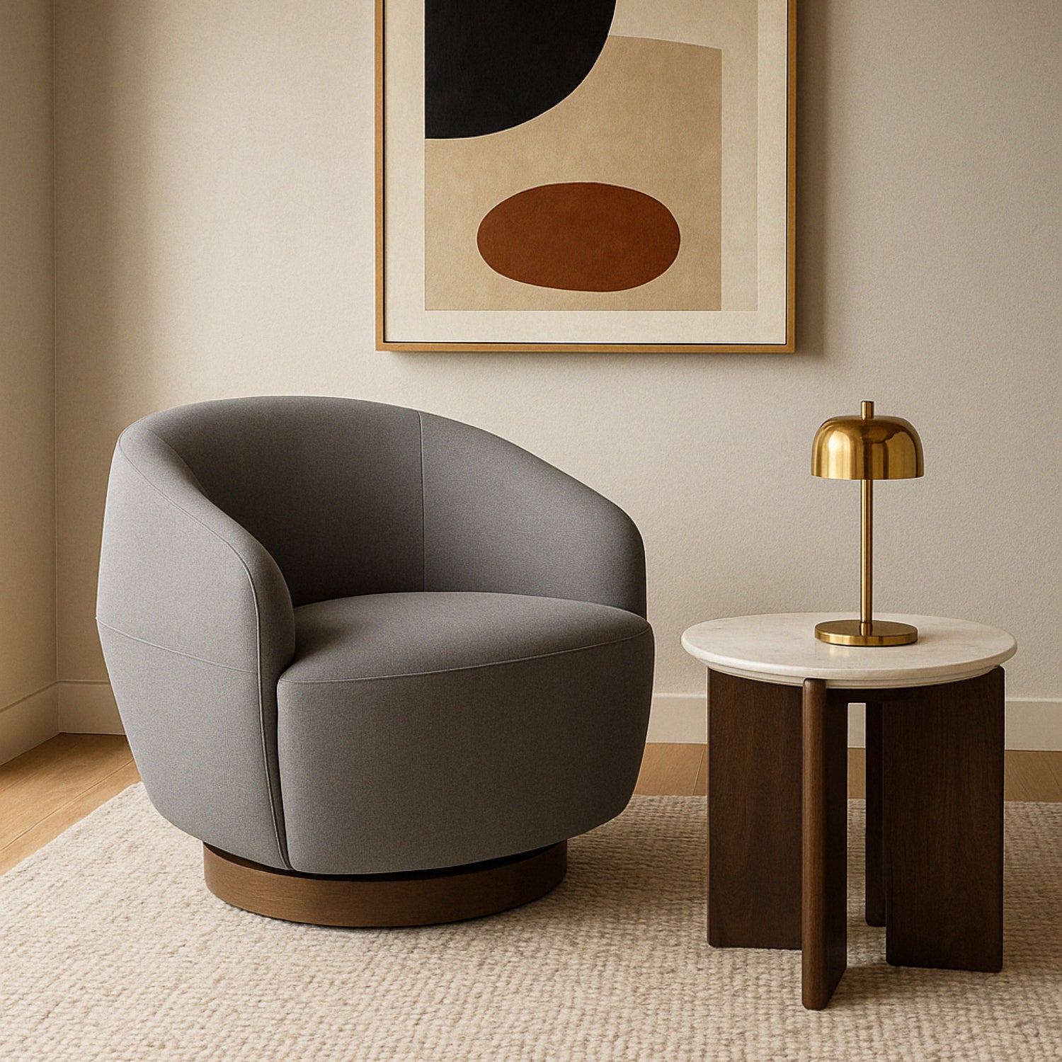 Pod Swivel Lounge Chair - Graphite Matte Velvet Upholstered Modern Accent Chair for Living Room, Bedroom & Office - Perfect for Relaxing, Reading & Lounging