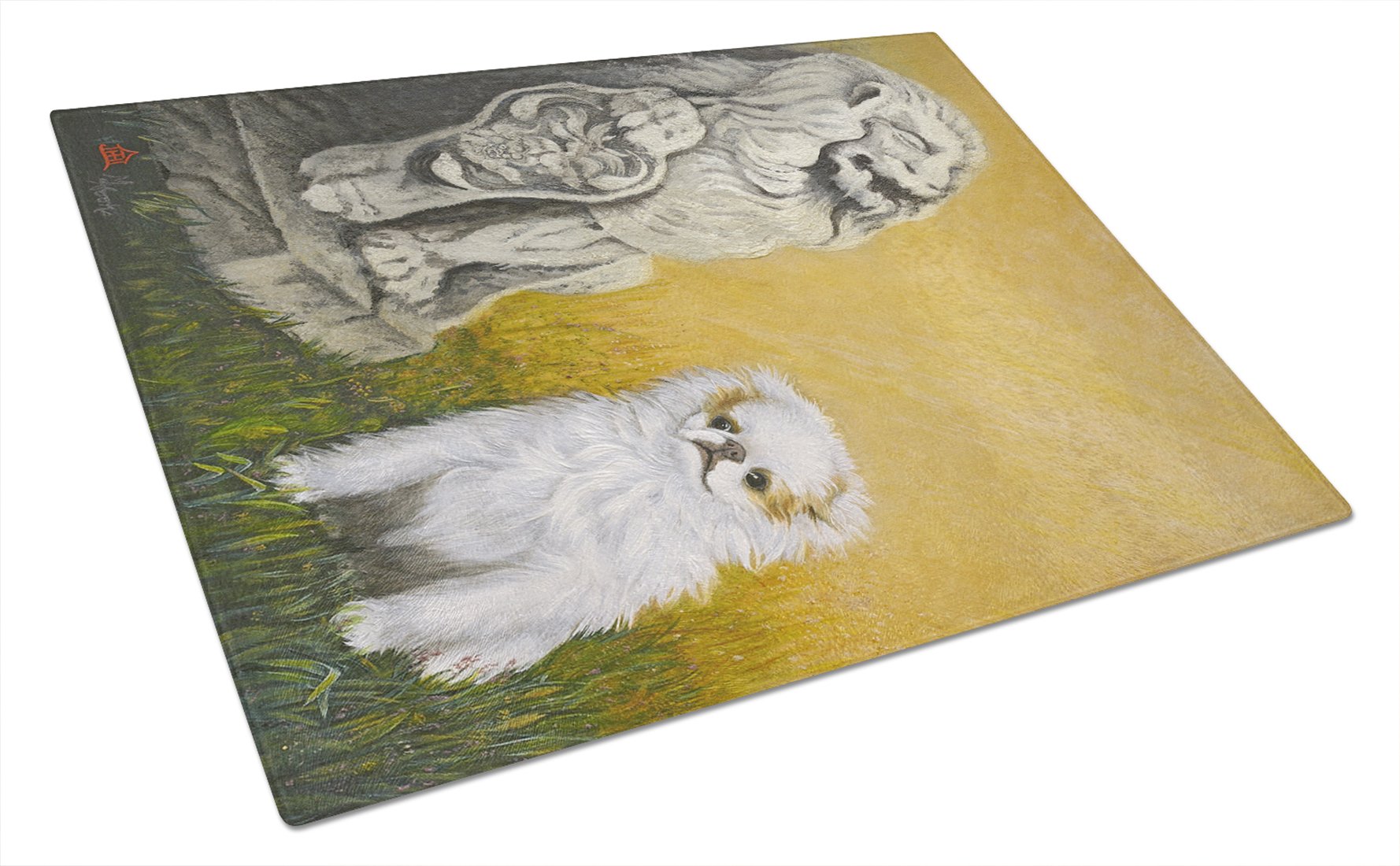 Japanese Chin Omar Tempered Glass Cutting Board - Large Decorative Kitchen Chopping & Serving Board (15